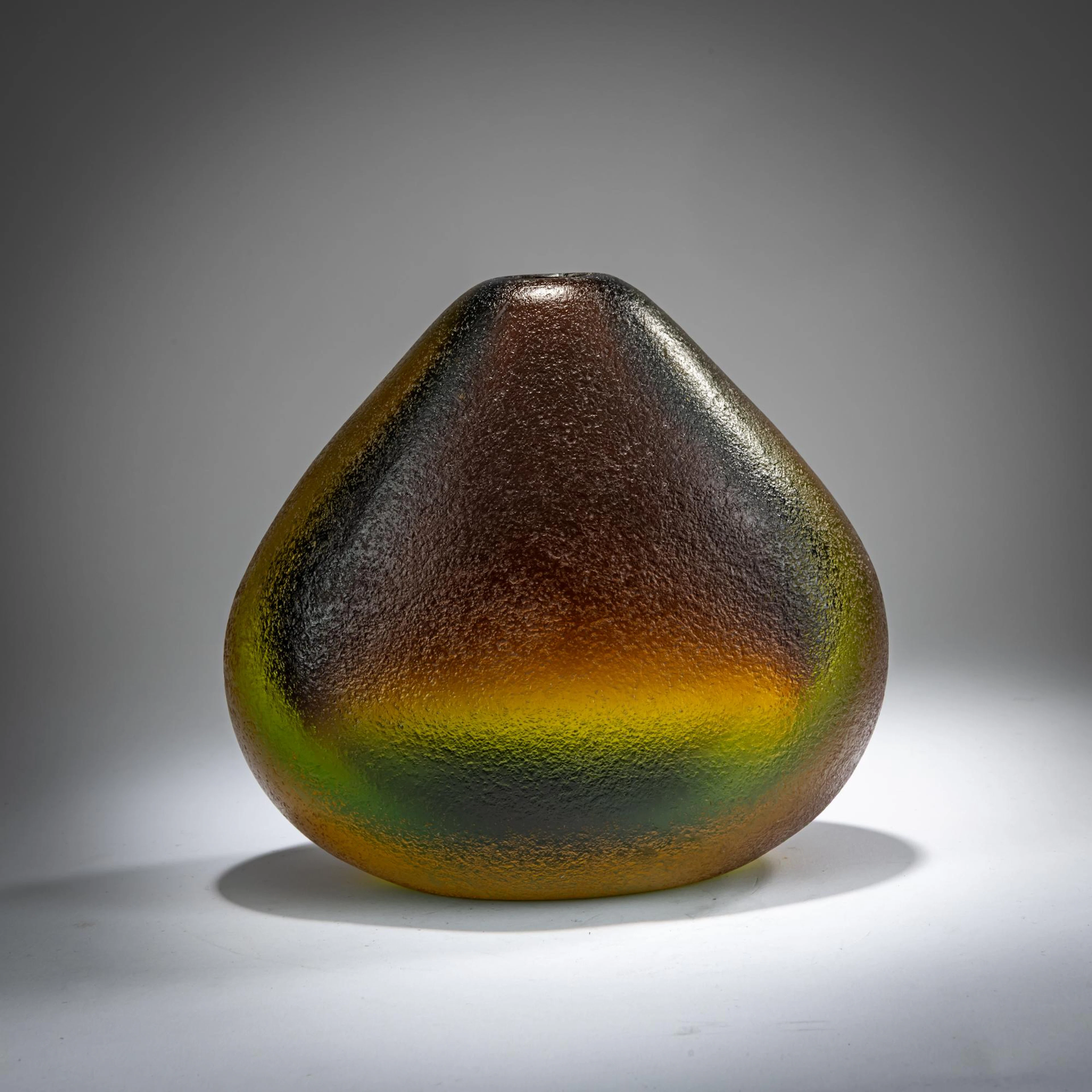 Flavio Poli Vase 'Sommerso verde sfumato-topazio brusciato, acidato ', 1959