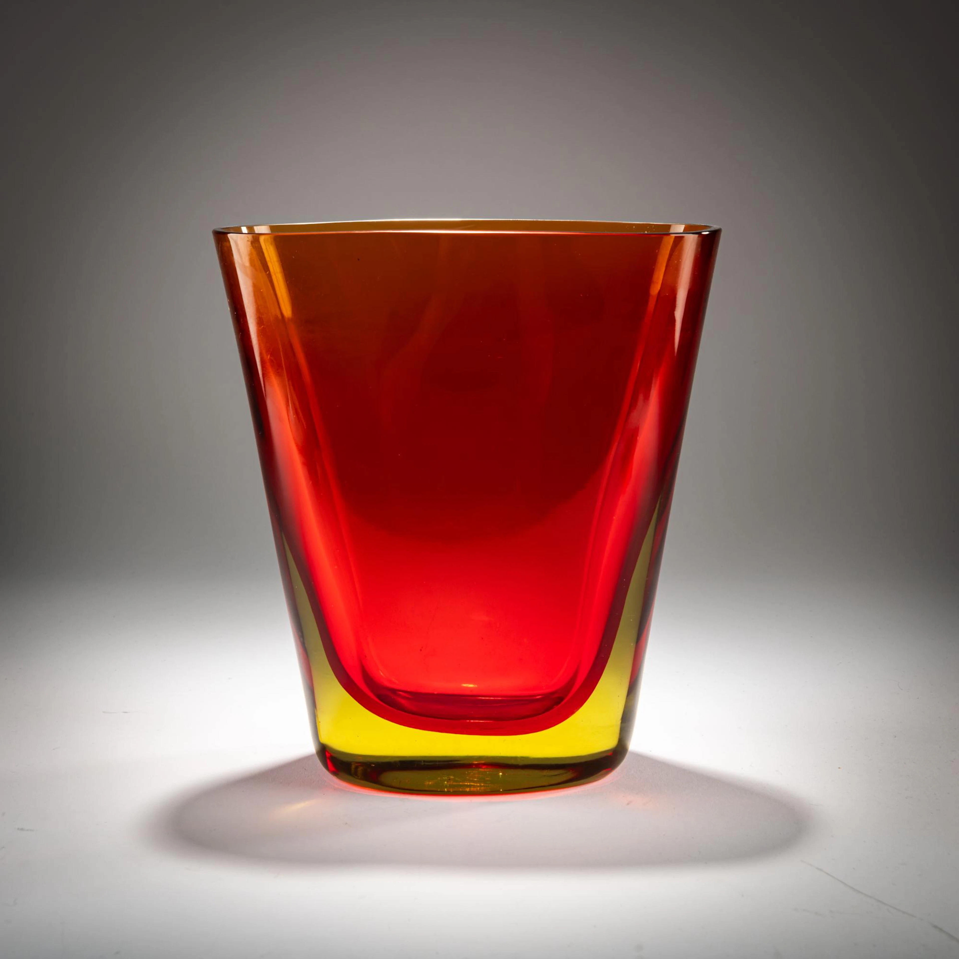 Flavio Poli Vase 'Sommerso rosso cinese - giallo', 1958