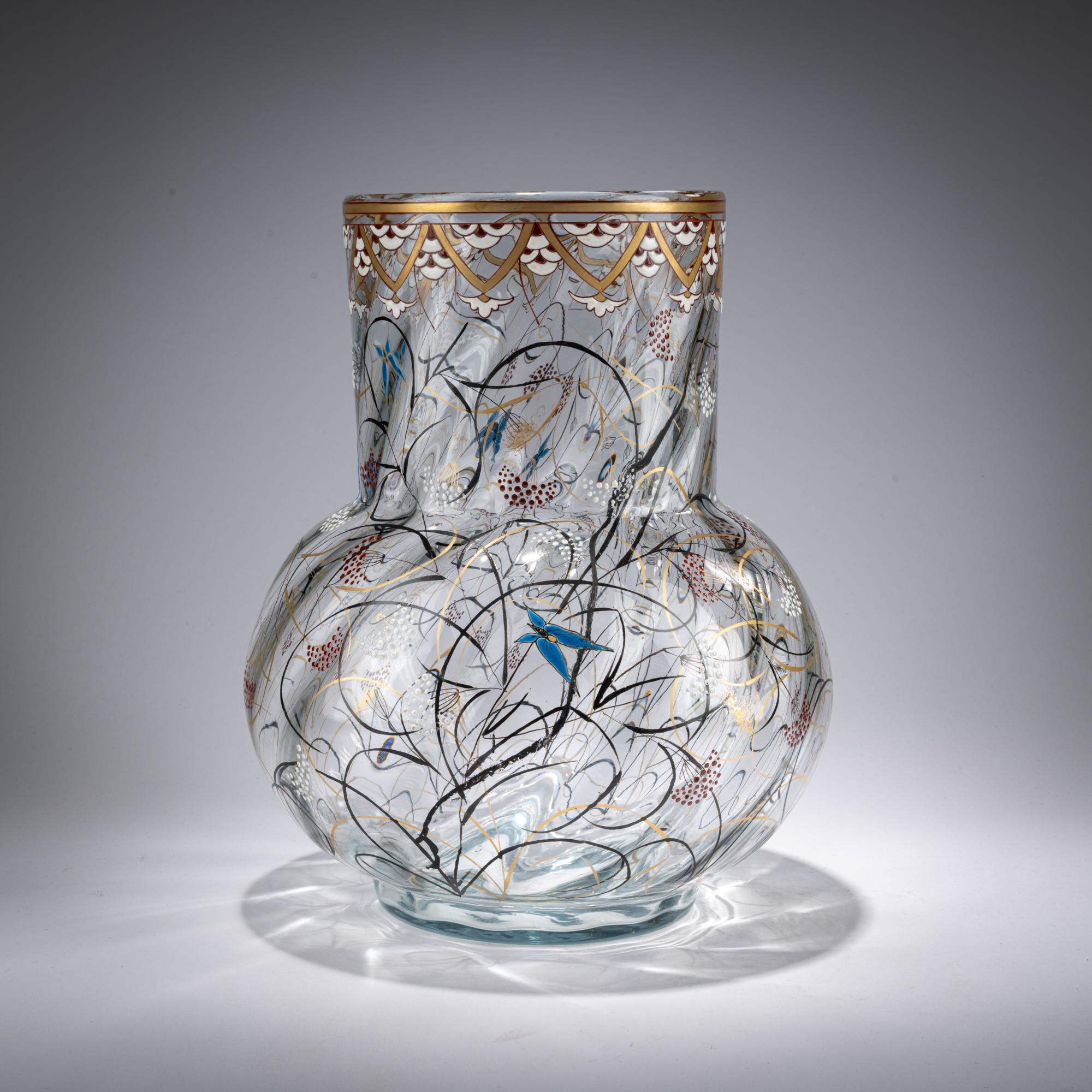 Emile Gallé, Nancy Große Vase 'Herbes et Papillons', um 1879