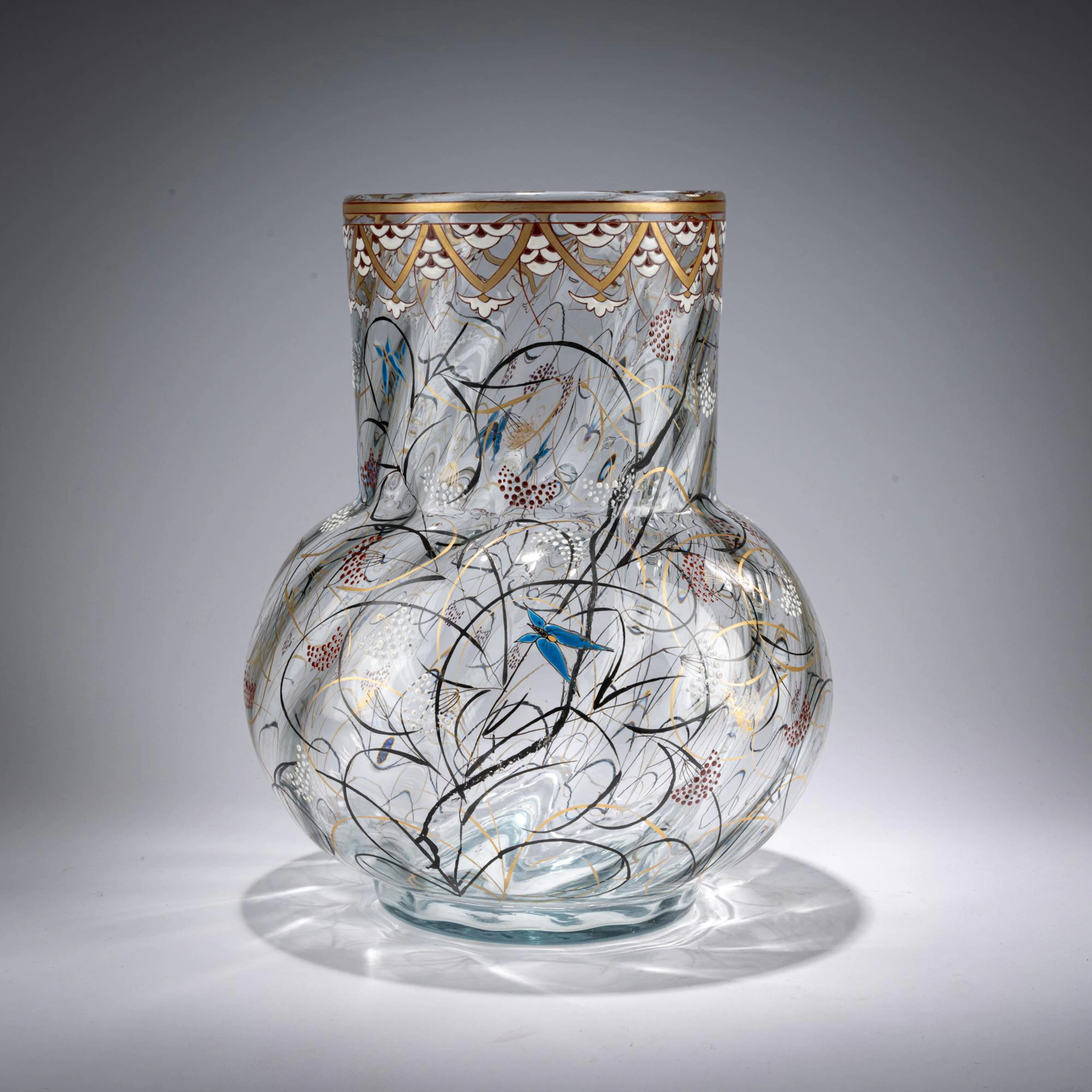 Emile Gallé, Nancy Große Vase 'Herbes et Papillons', um 1879