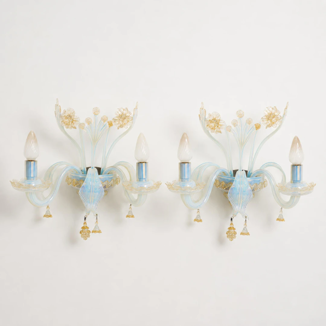 Barovier & Toso, Murano Deckenleuchte und zwei Wandappliquen, 1950er