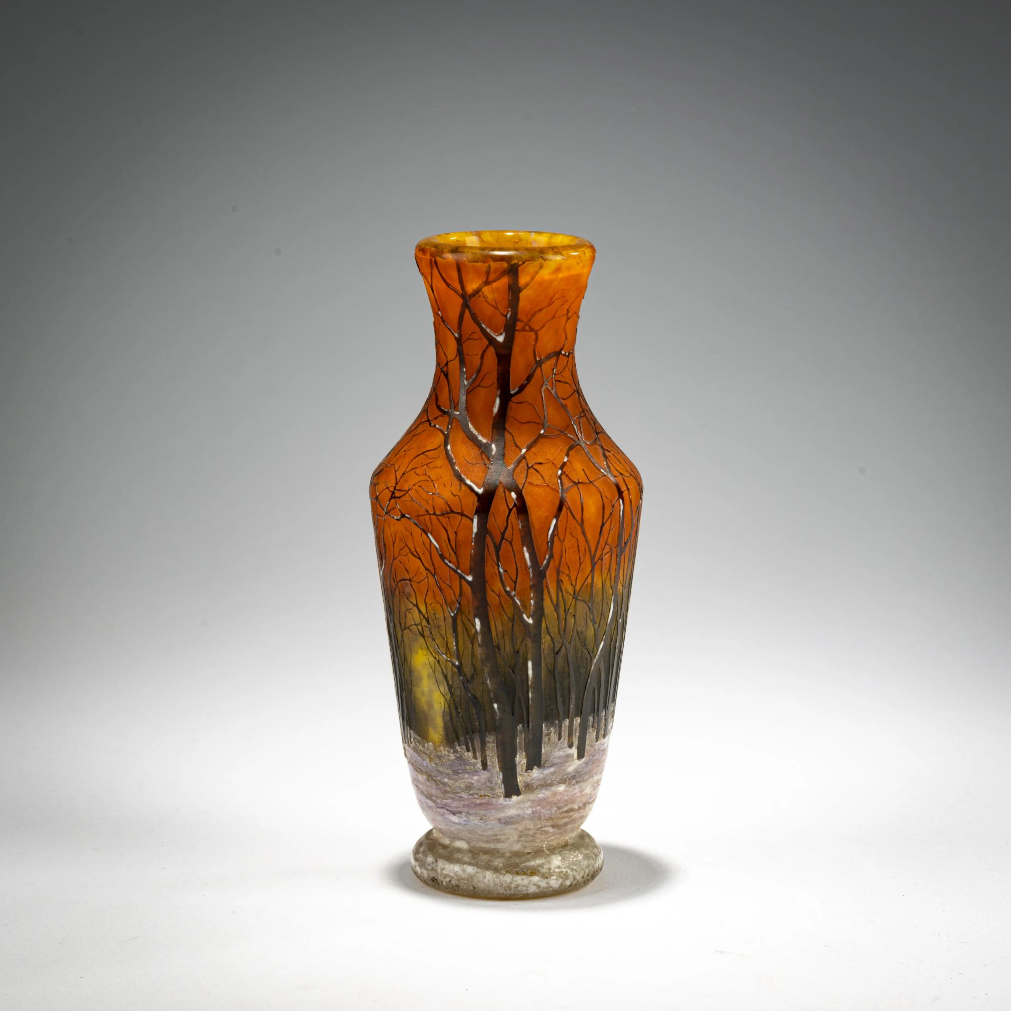 Daum Frères, Nancy Vase 'Crépuscule neige' oder 'Paysage d'hiver', um 1902