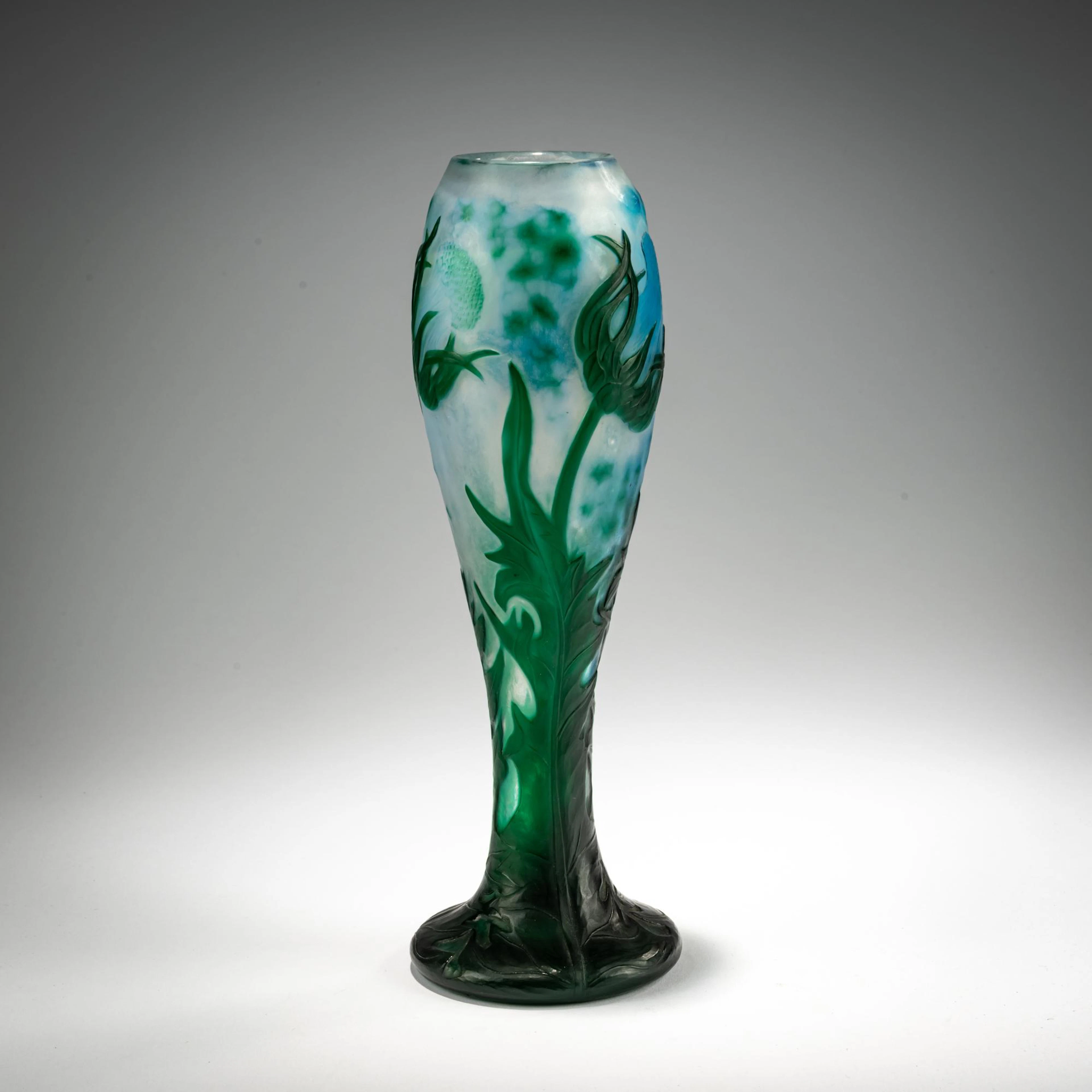 Daum Frères, Nancy Vase 'Chardons', um 1900