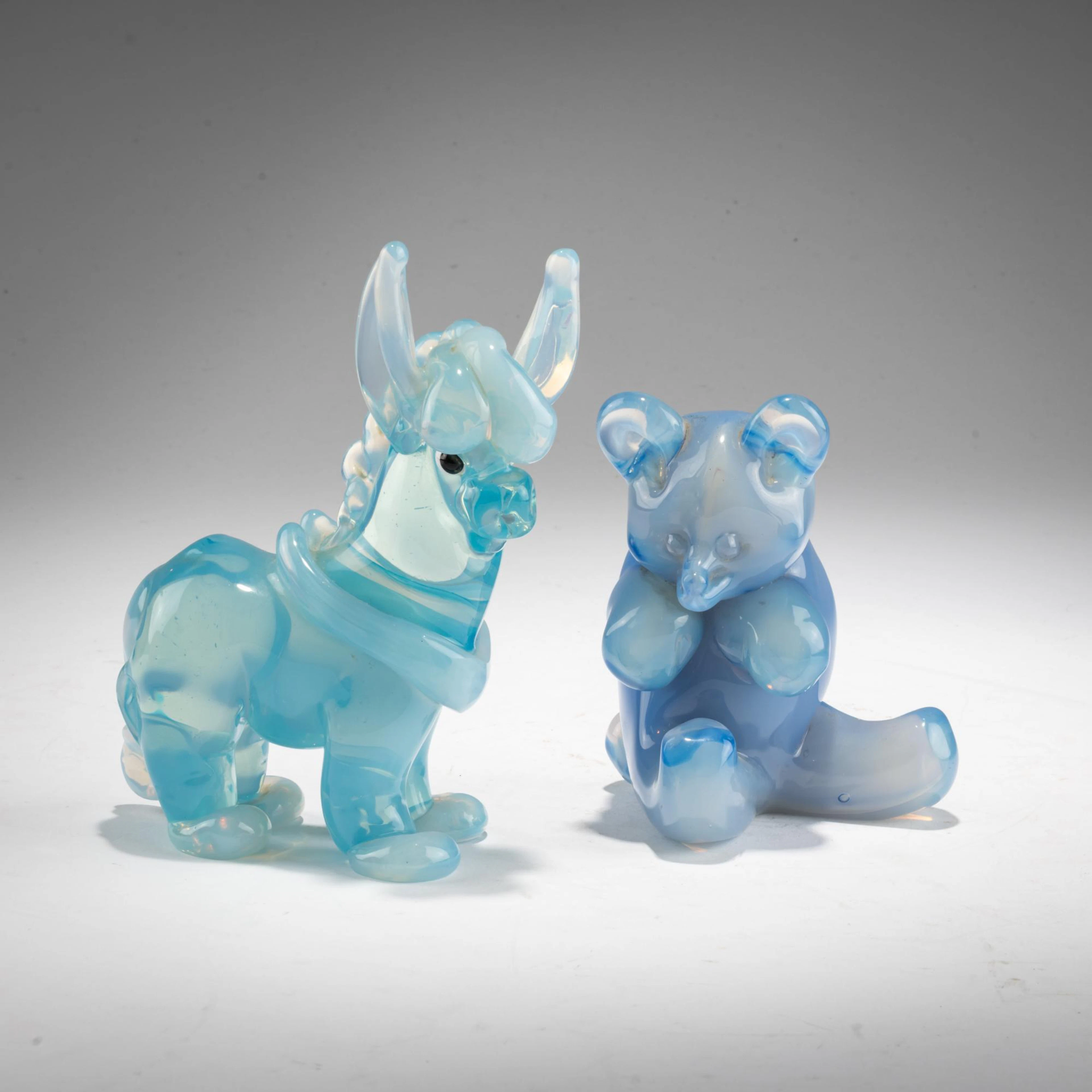 Seguso Vetri d'Arte Zwei 'Opalino' Tiere, 1957-59