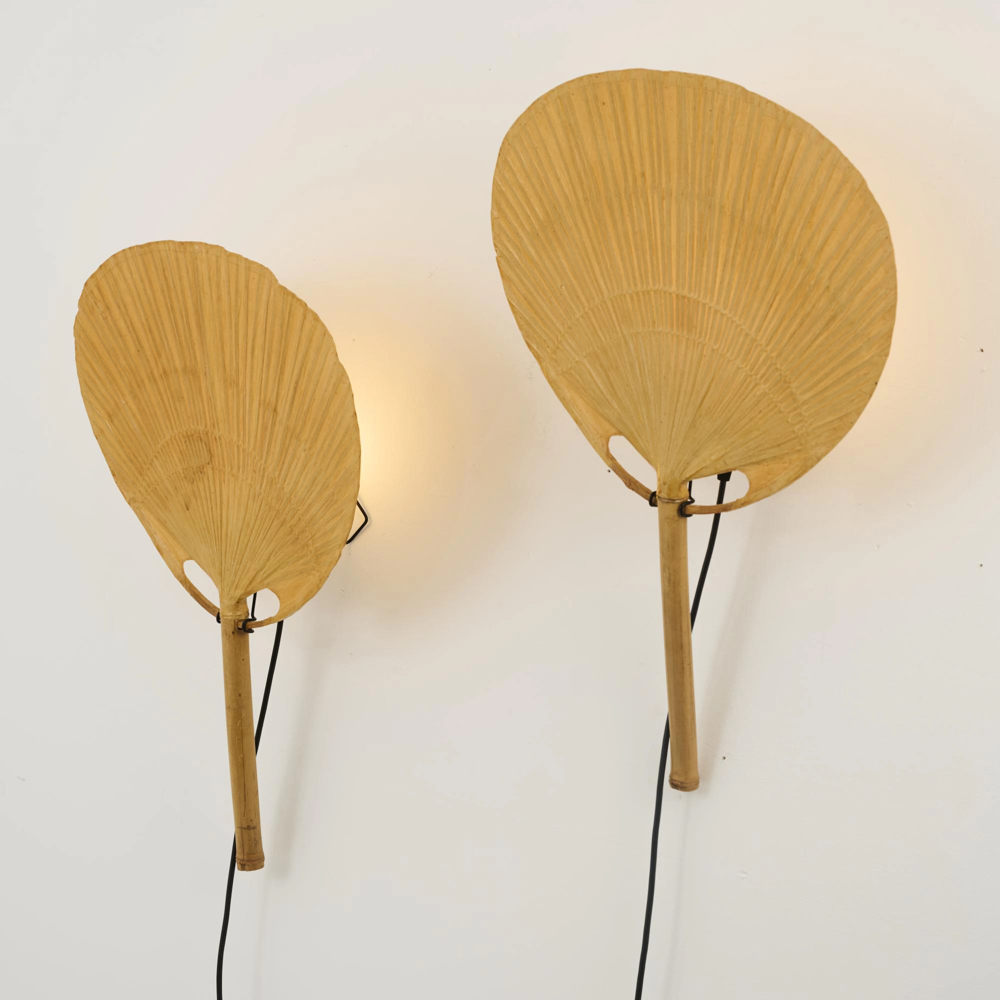 Ingo Maurer Zwei Wandleuchten 'Uchiwa IV', 1973