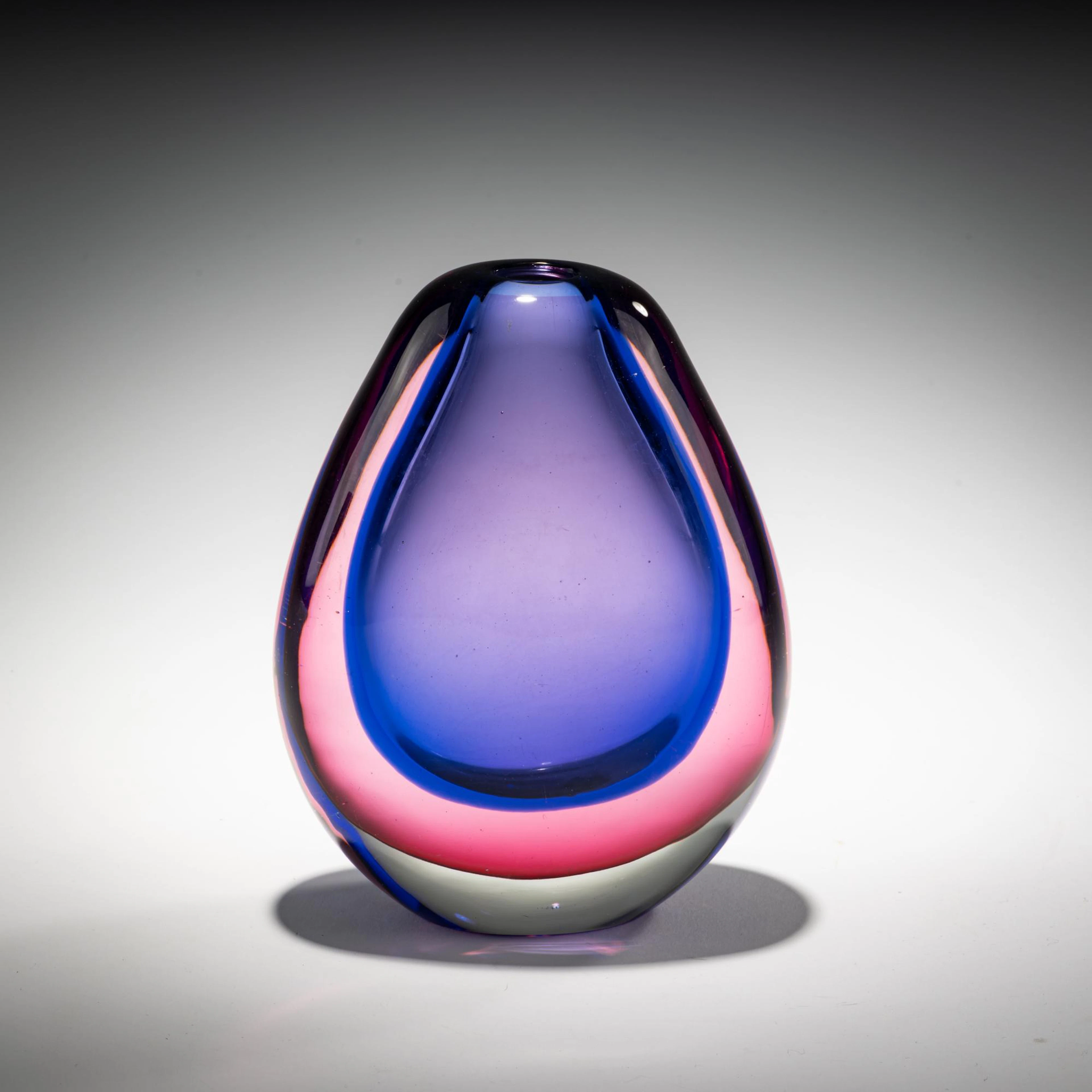Flavio Poli Vase 'Sommerso blu rubino', um 1954