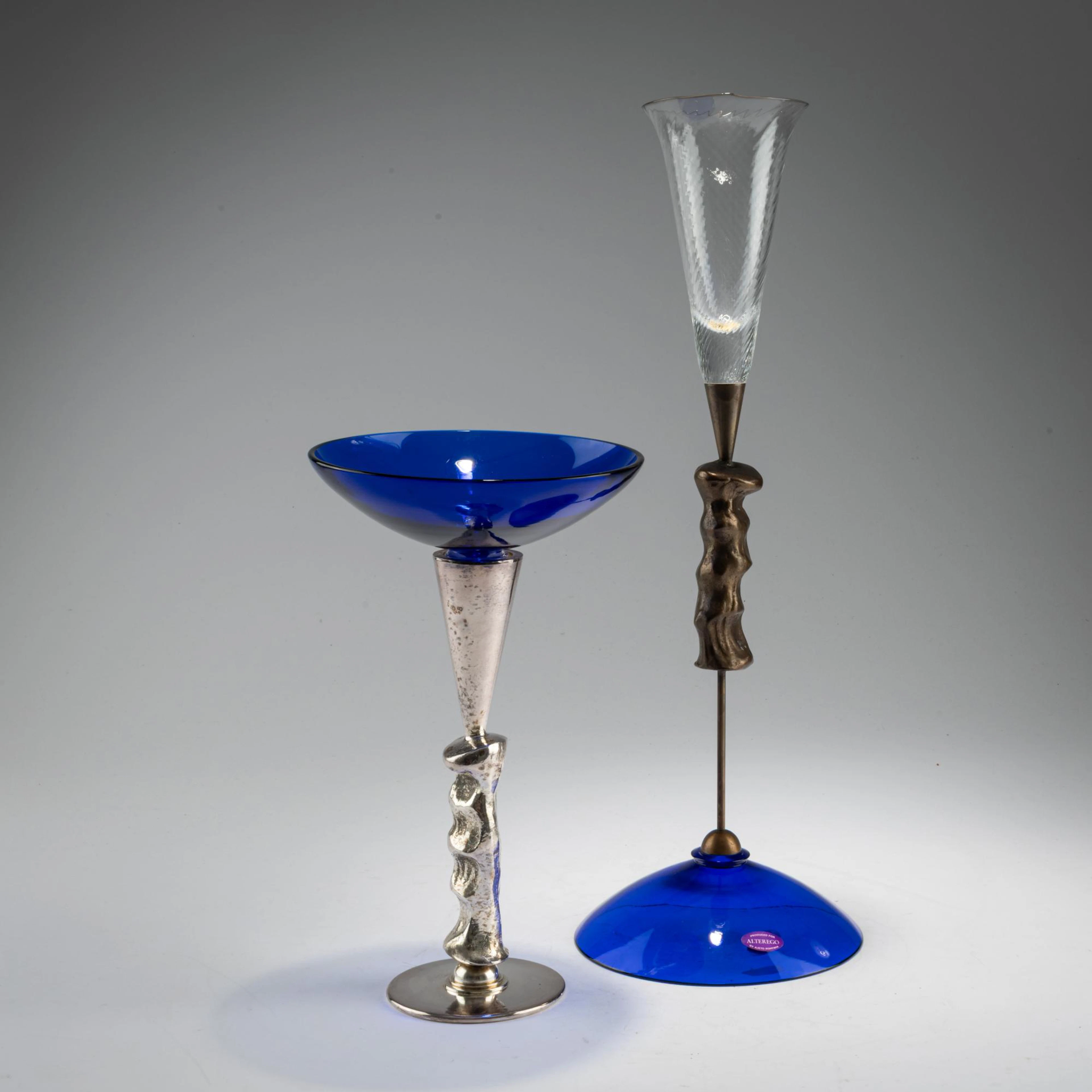 Bořek Šípek Champagnerglas '105' und Champagnerkelch '406', um 1990 (Entwurf)