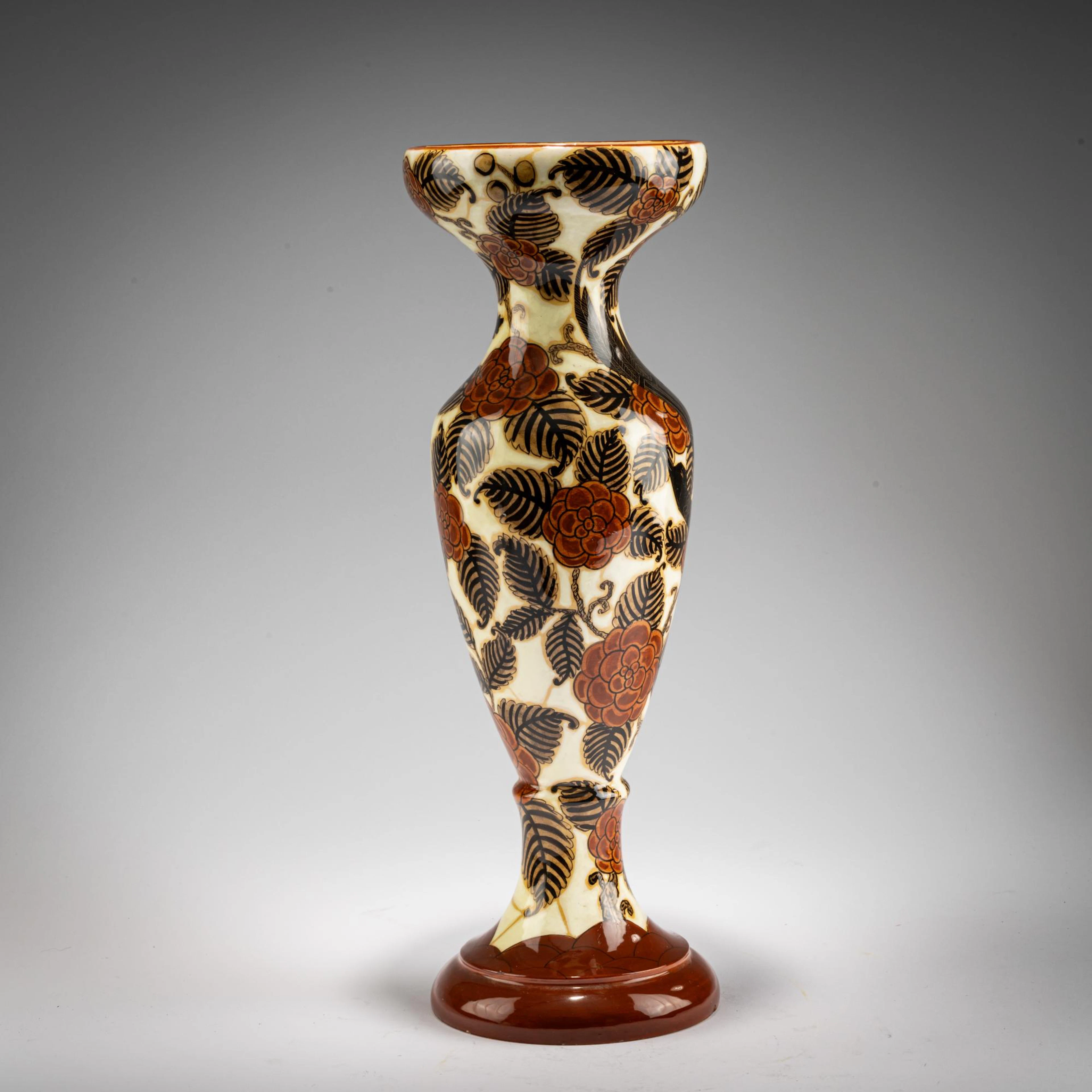 La Fenice, Albisola Hohe Vase mit fliegendem Vogel, 1920er Jahre