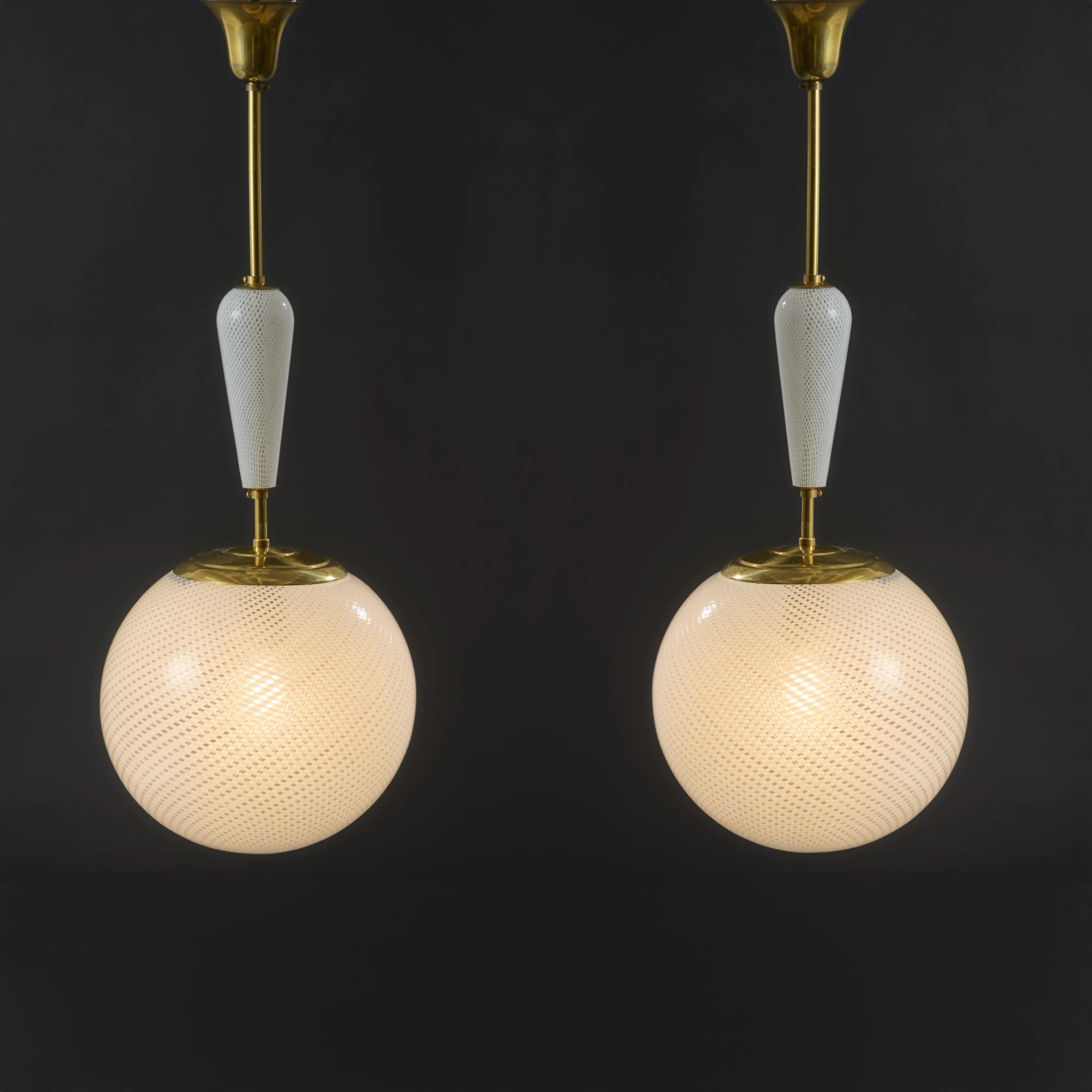 Carlo Scarpa Zwei Deckenleuchten 'Reticello', um 1940
