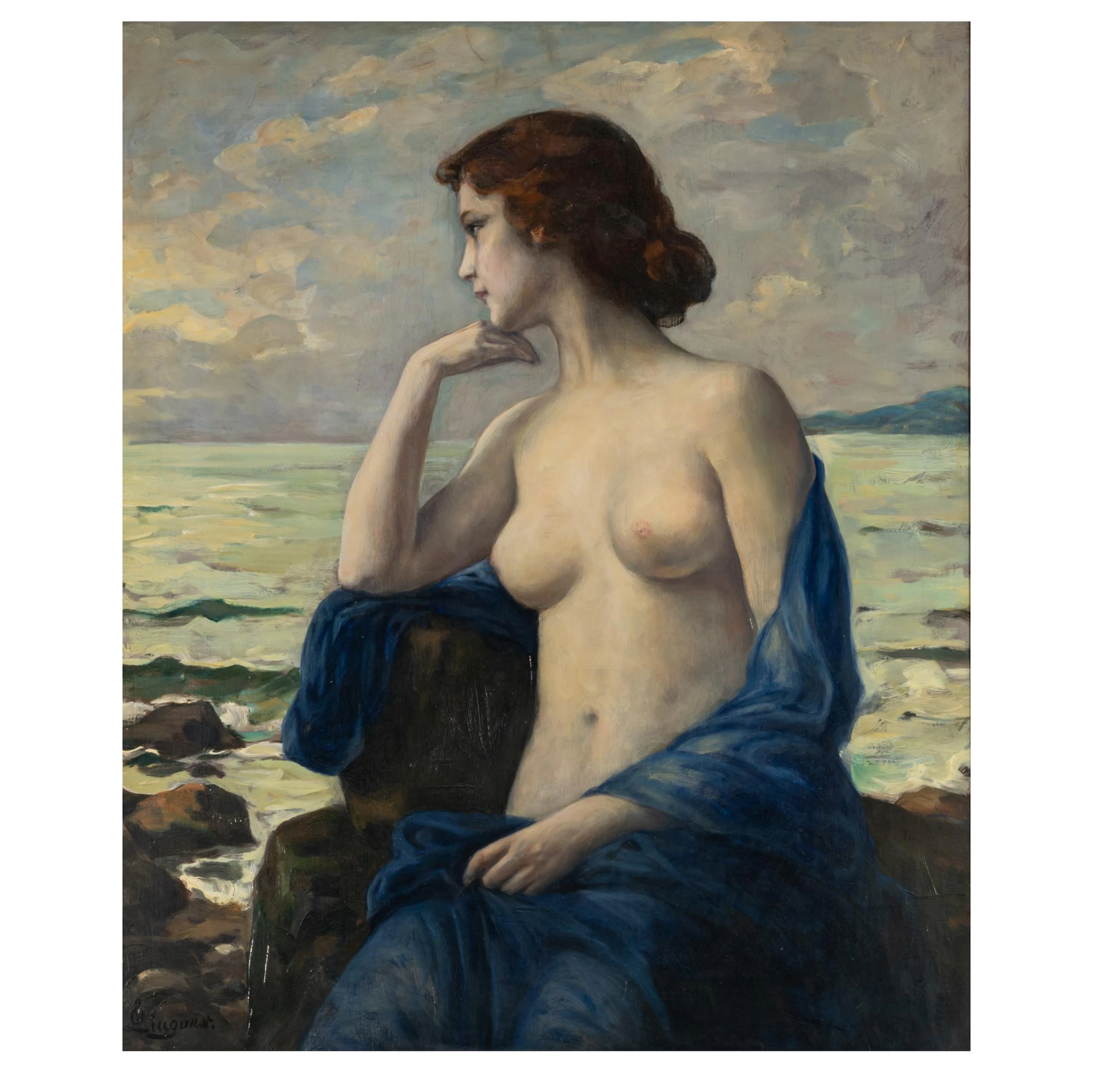 Otto Lingner (1856 Kolberg - 1930 Berlin) Halbakt am Meer, Anfang 20. Jh.
