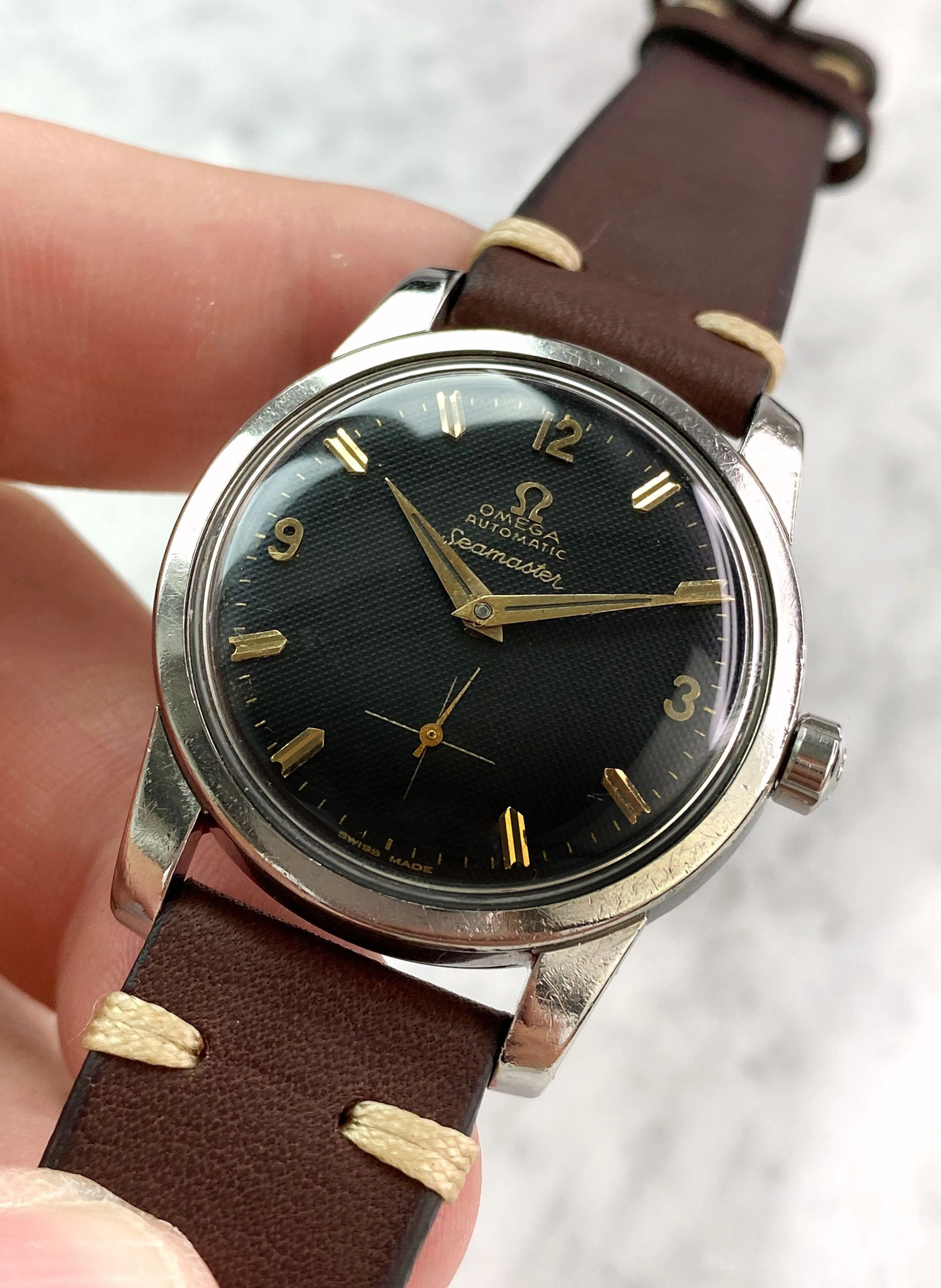 Black Honeycomb Dial Omega Seamaster Vintage Automatic Automatik ref 2846