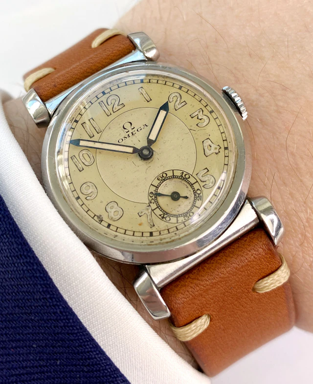 Serviced Omega Small Scarab Stahl Art Deco Kal. 26.5 SOB zweifarbiges