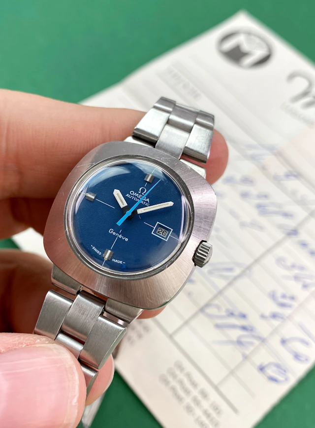 Omega Geneve Vintage Automatic Automatik Blue Dial Lady Damen Original Papers
