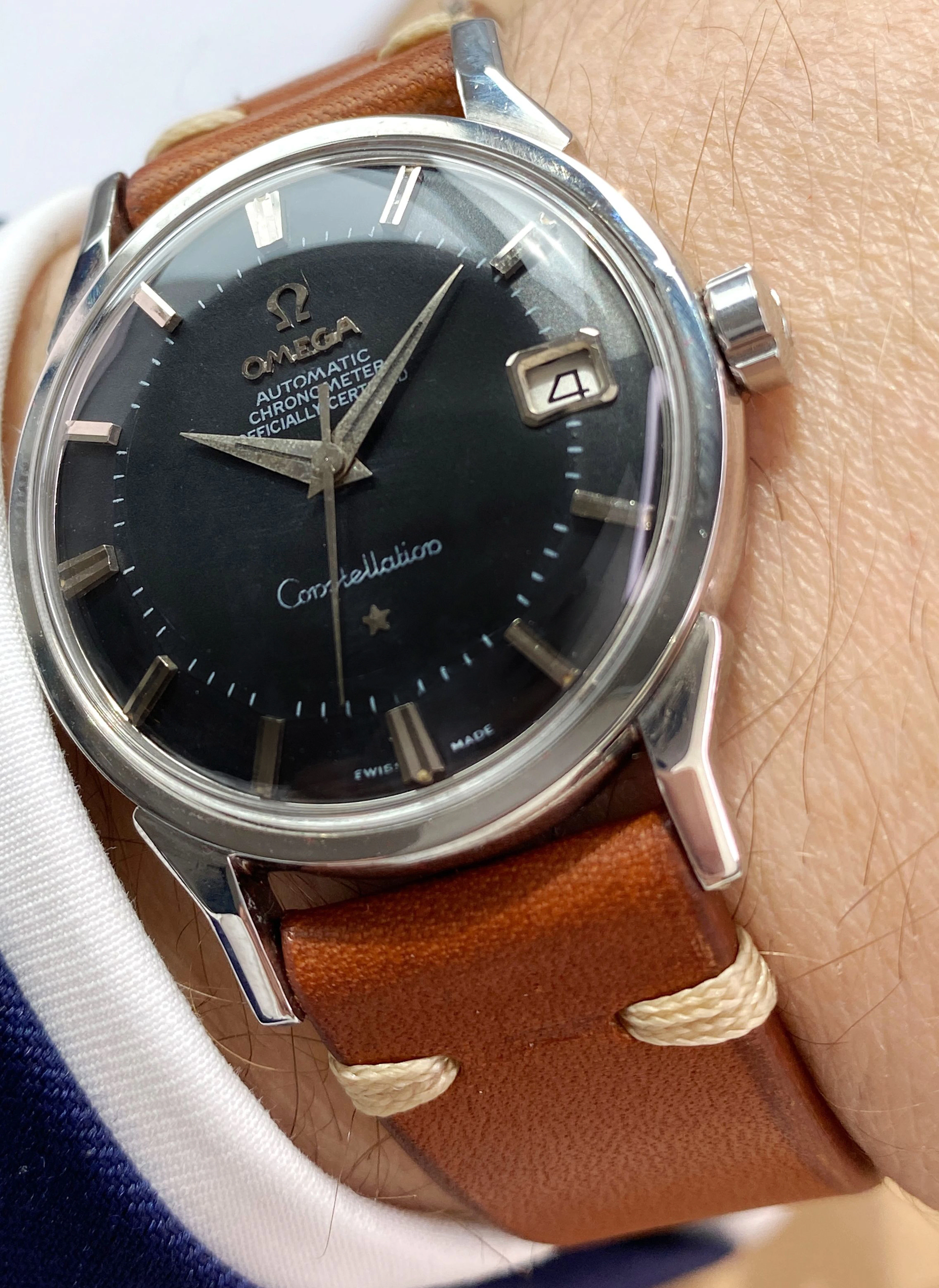 Serviced Omega Constellation Pie Pan Vintage Automatic Automatik Black