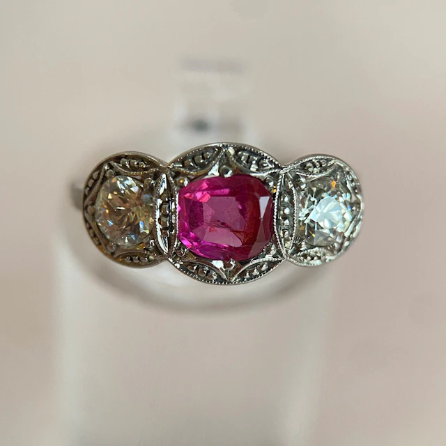 Vintage Jewel Burma 0.75 ct Ruby & Diamond Luster: “Princess’s Embrace”
