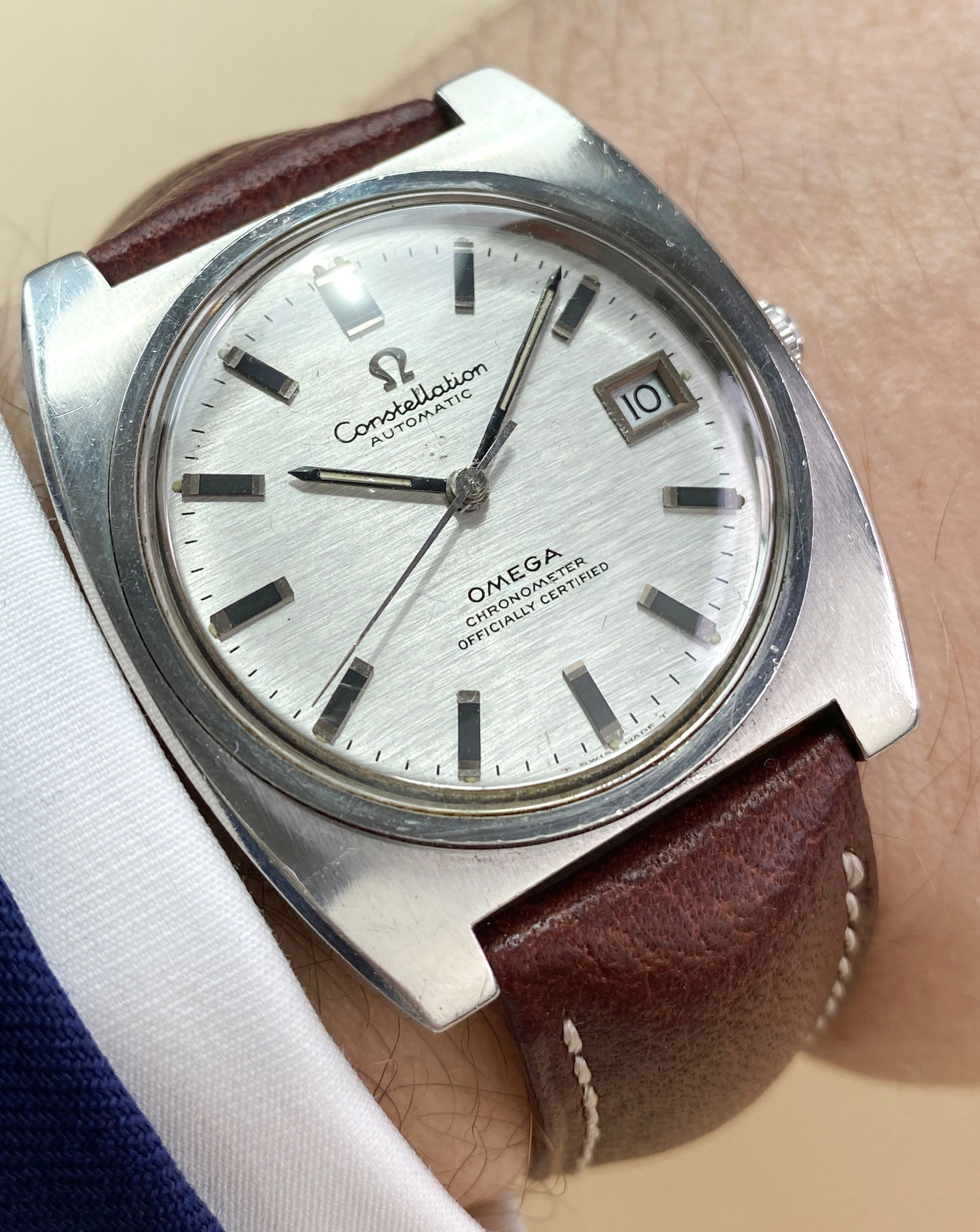 Omega Constellation Vintage Automatic Automatik Structured Dial Tank