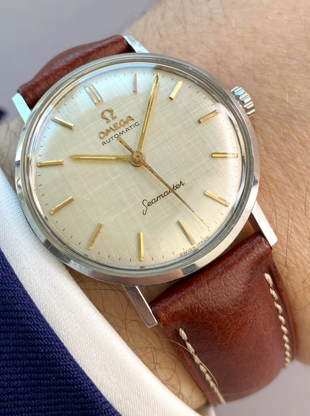 Serviced Omega Seamaster Pre De Ville Vintage Automatic Automatik Linen dial