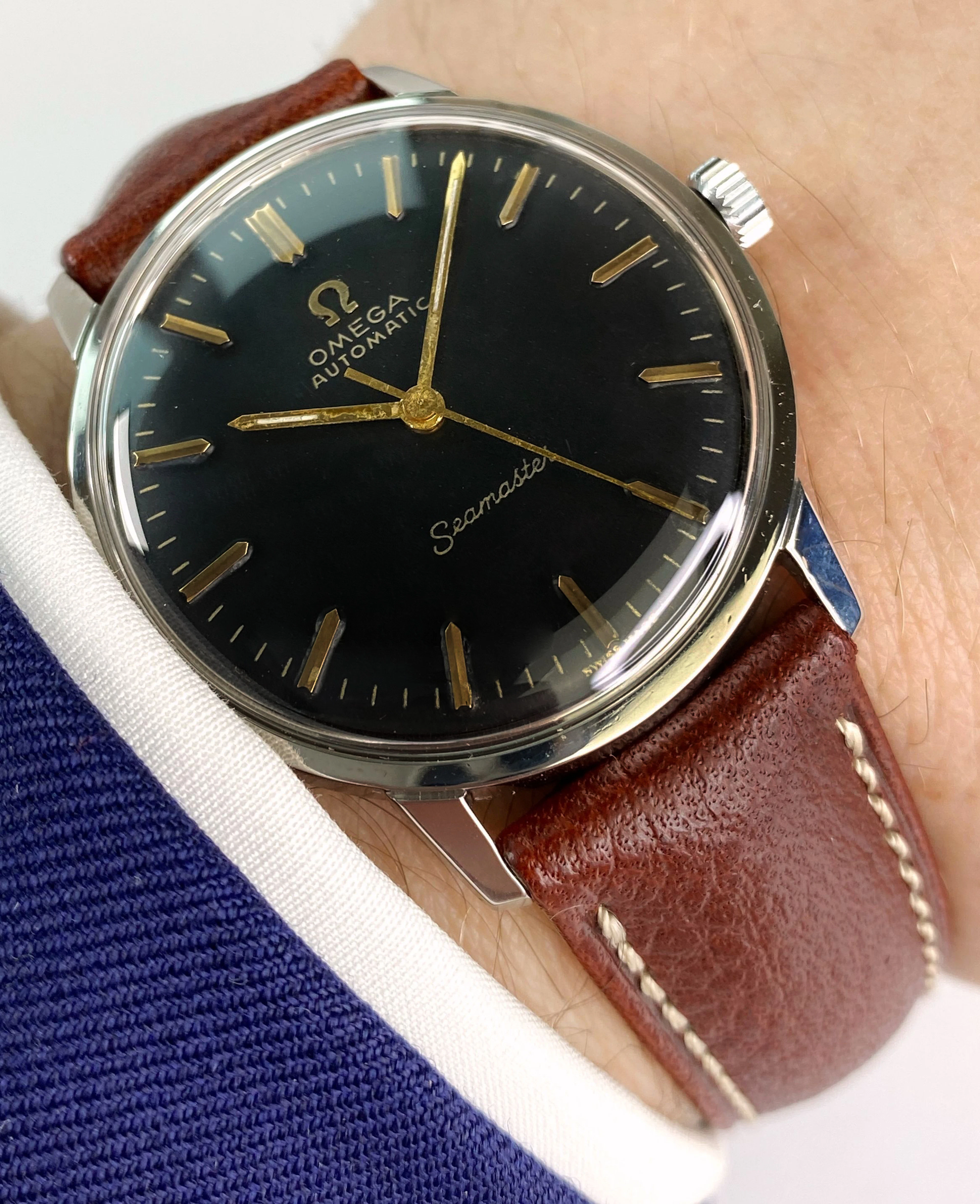 Serviced Omega Seamaster Automatic Automatik Vintage Black Restored Dial 165001