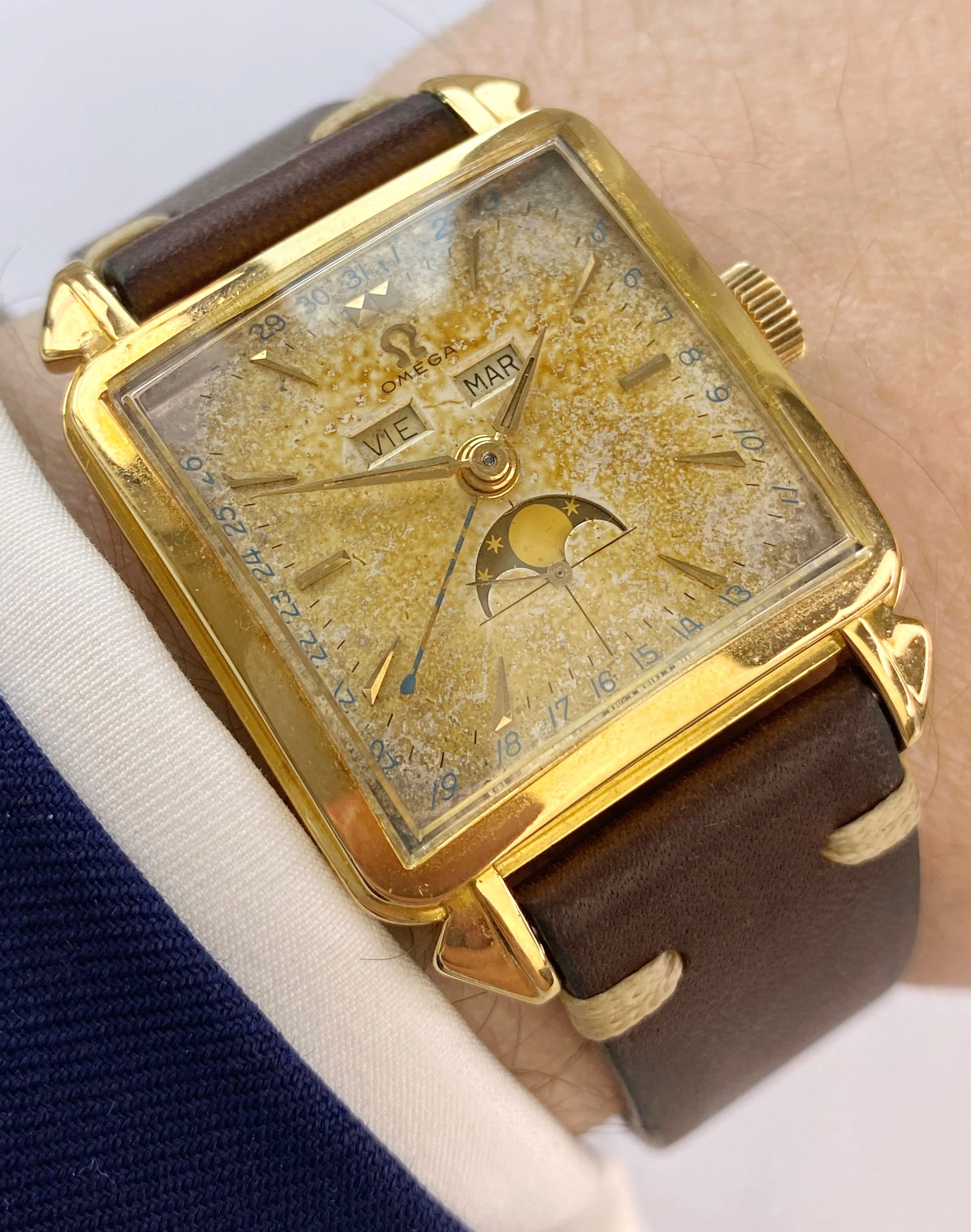 Serviced Omega Cosmic Triple Date Vintage Moonphase Mondphase Solid