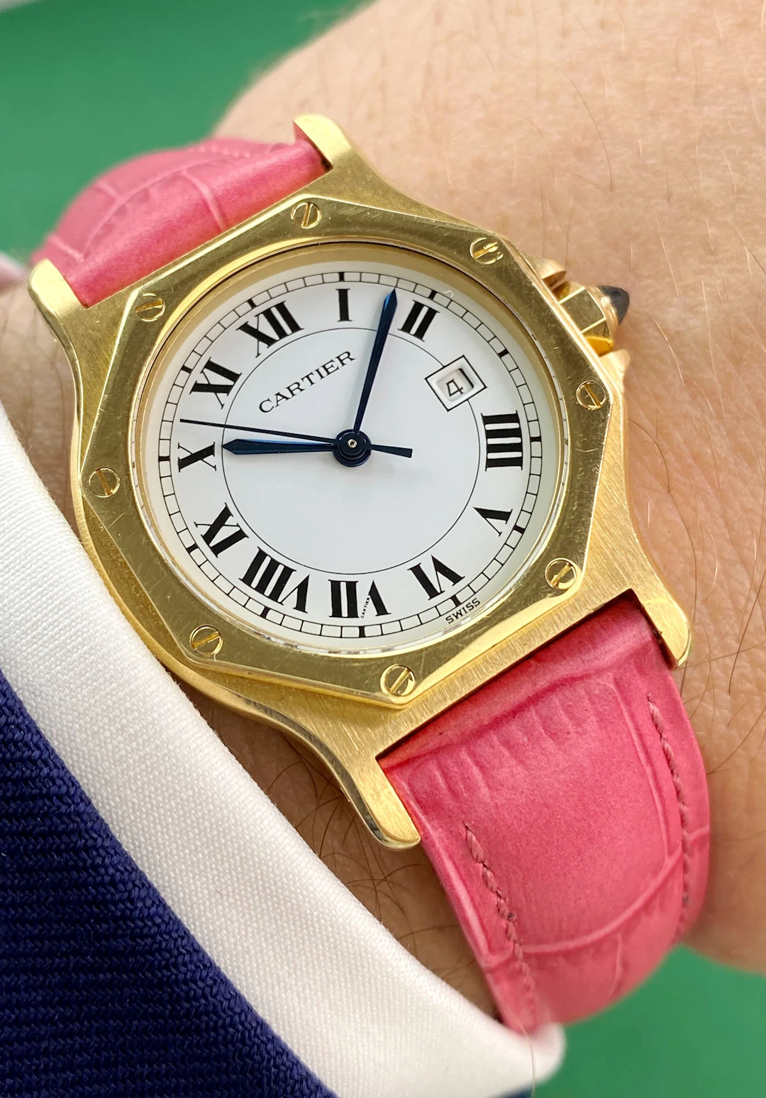 Serviced Cartier Octagon Damen Lady Gold 2965 Solid Gold