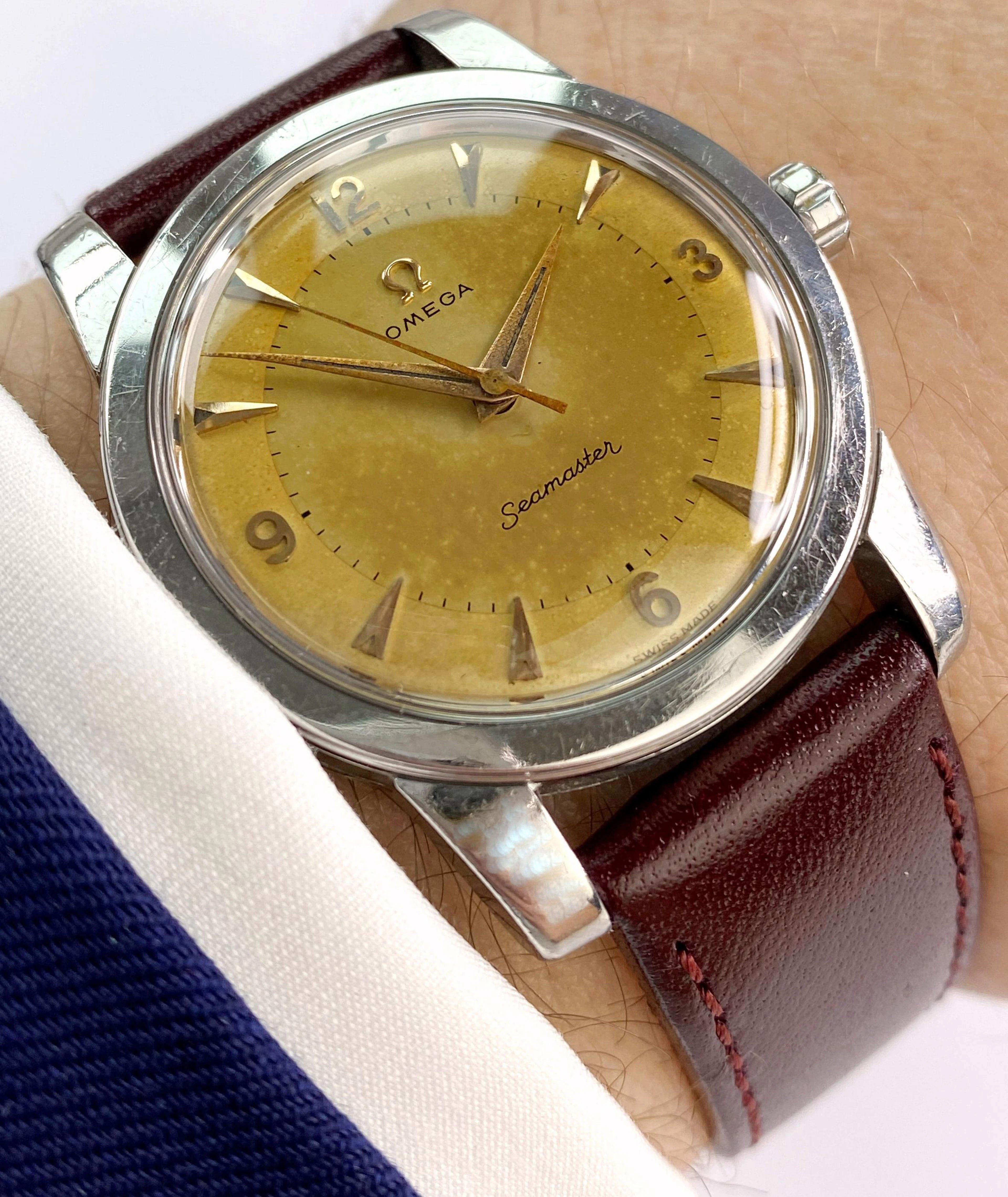 Omega Seamaster Vintage ref 2759 Tropical Dial Calatrava FAT LUGS