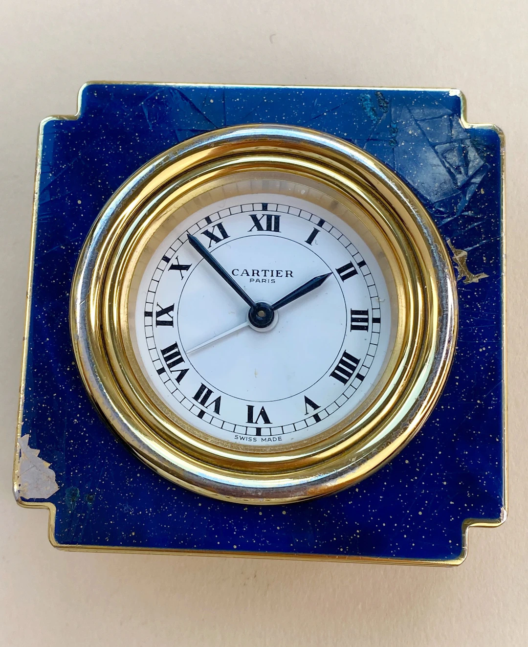 Vintage Cartier Table Clock Reisewecker Tischuhr Alarm Blue Lapis