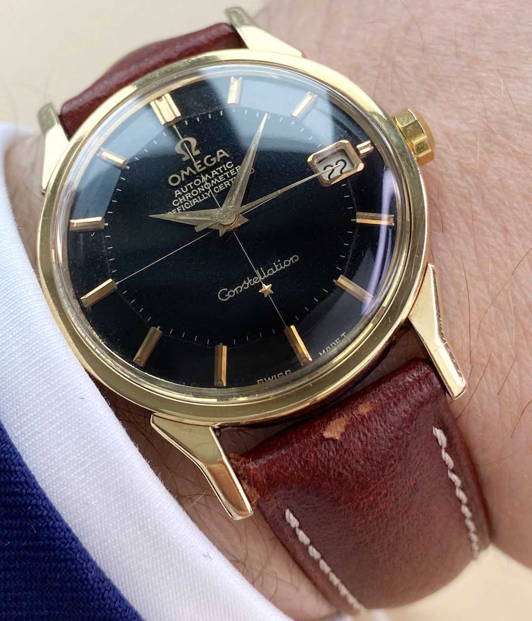 Serviced Omega Constellation Pie Pan Vintage Automatic Automatik Black