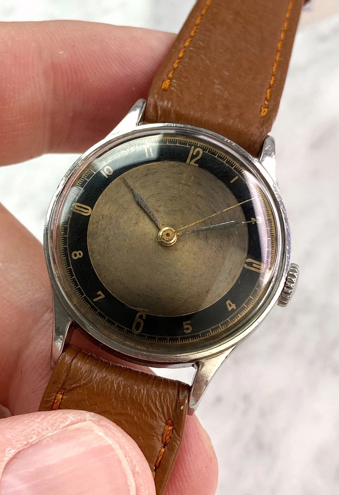 SERVICED Super Rare Vintage Omega Grey Black Two Tone Bulls Eye Dial 30mm