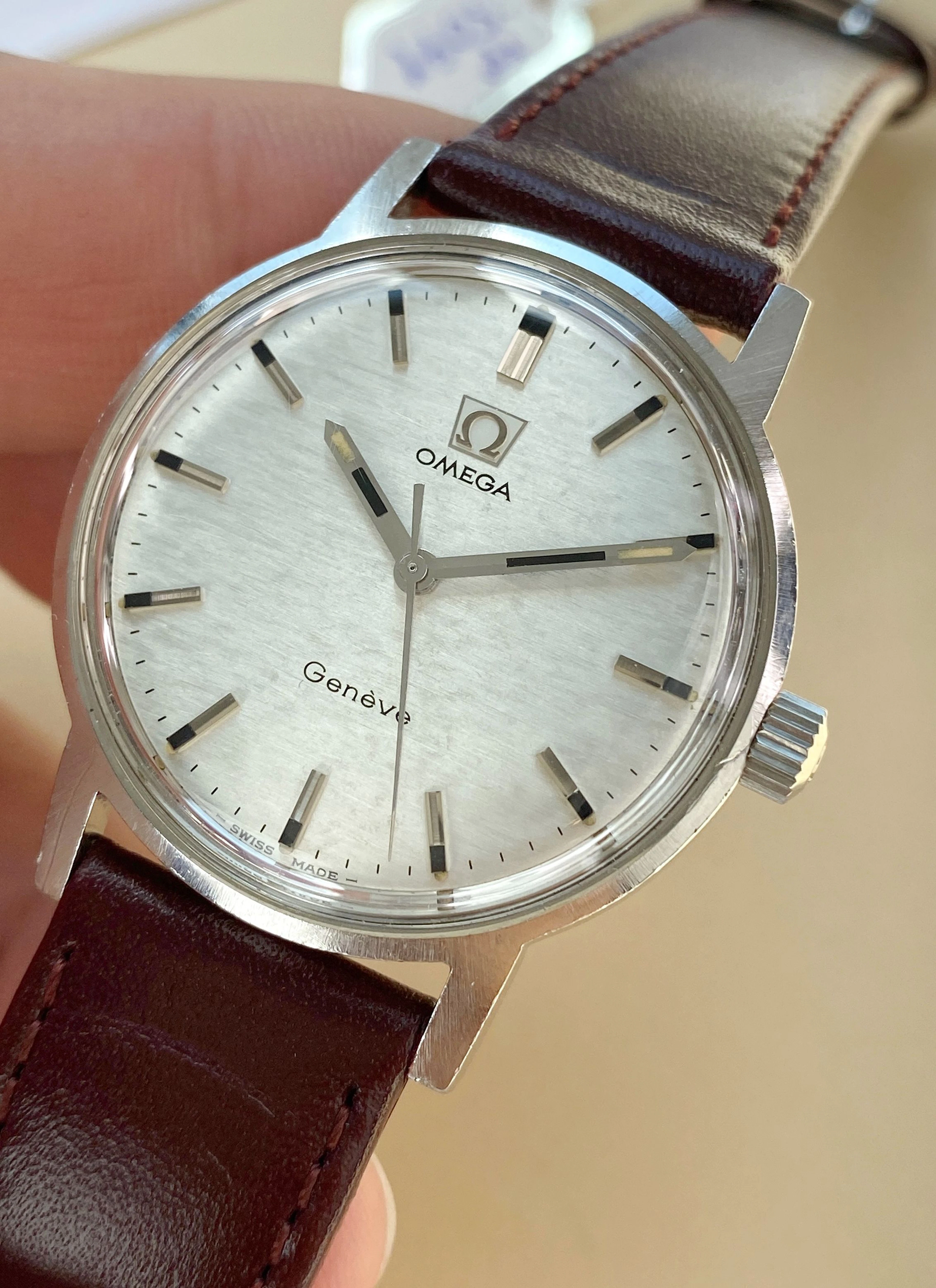 Serviced Omega Geneve Vintage Linen Dial 135070