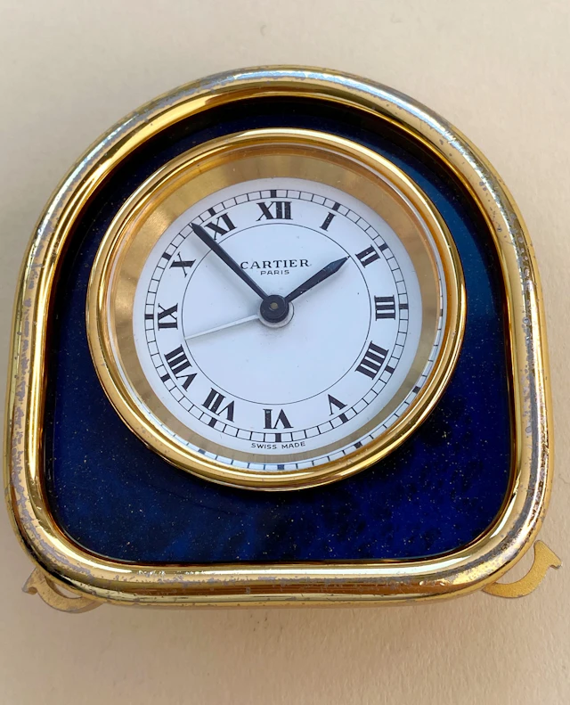 Vintage Cartier Table Clock Reisewecker Tischuhr Alarm Blue Lapis