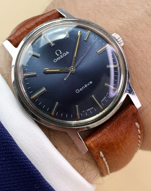 Omega Geneve Vintage Blue Dial Beautiful Tritium “Toffee” Lume