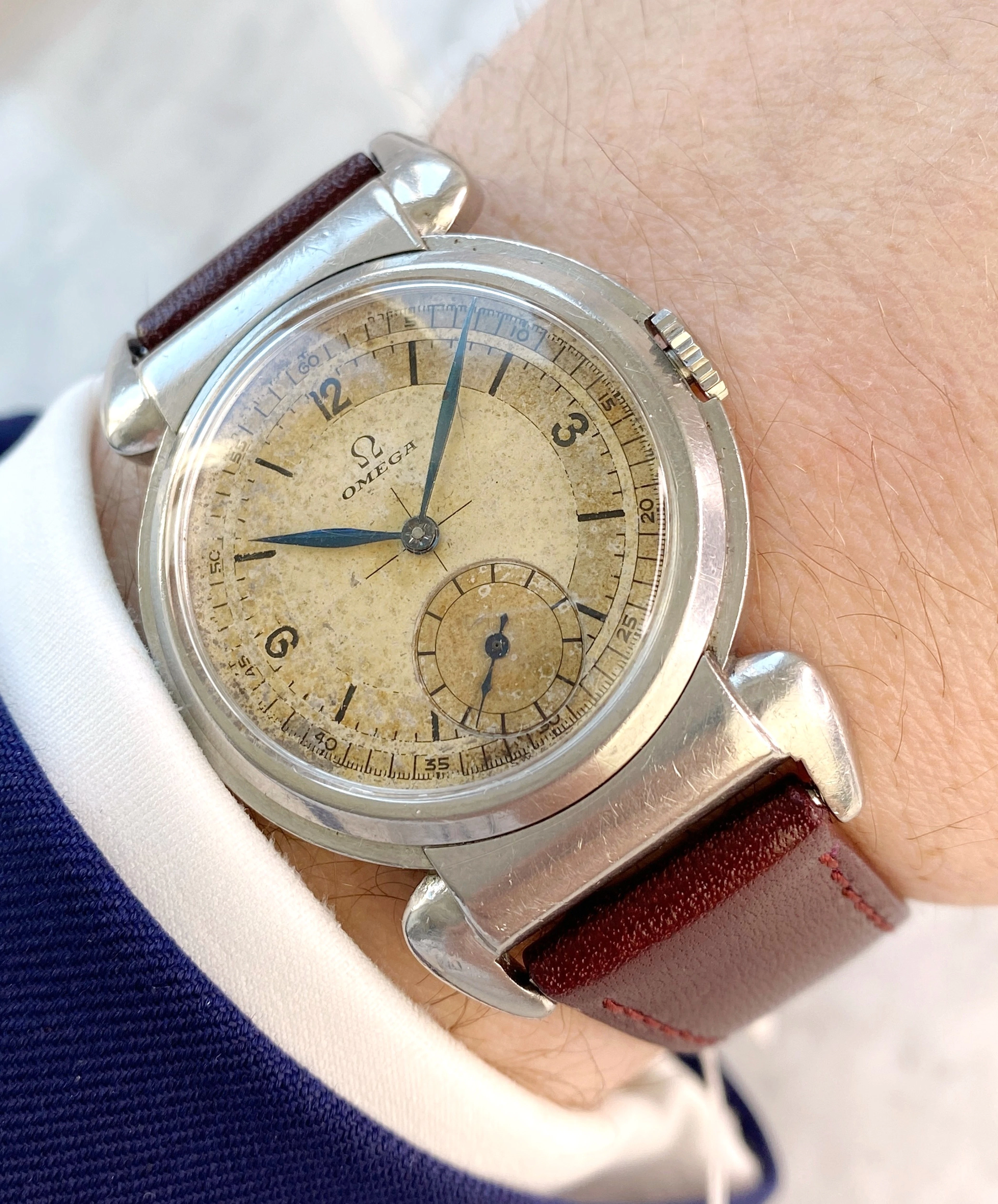 Extremely Rare Omega Big Scarab Sector Dial 35mm Serviced Vintage