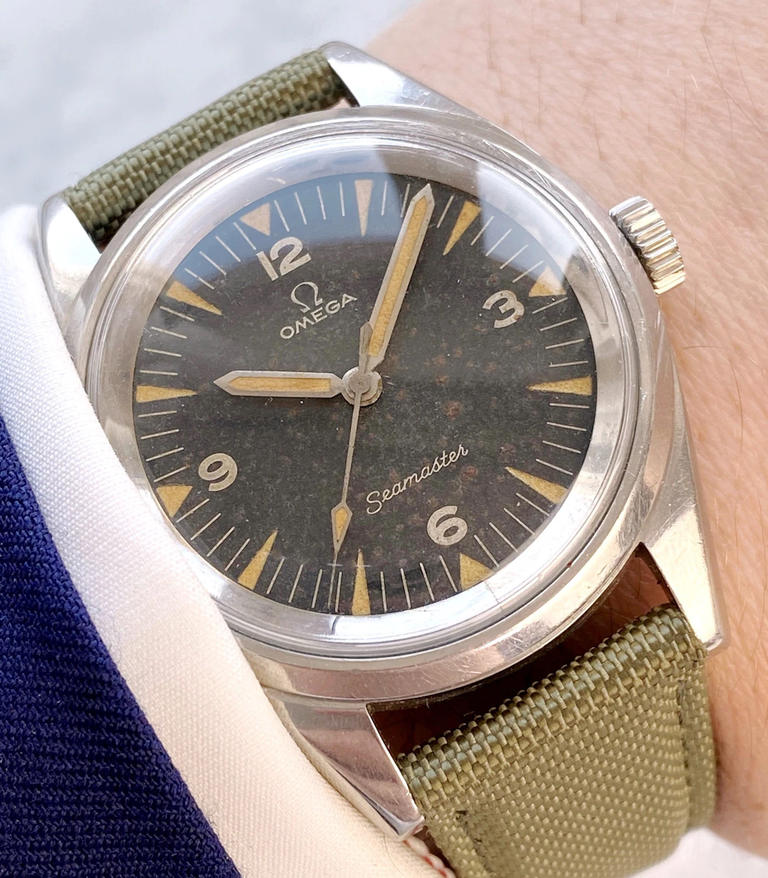 Superrare Omega Seamaster Railmaster PAF Tropical Dial 135004 EXTRACT