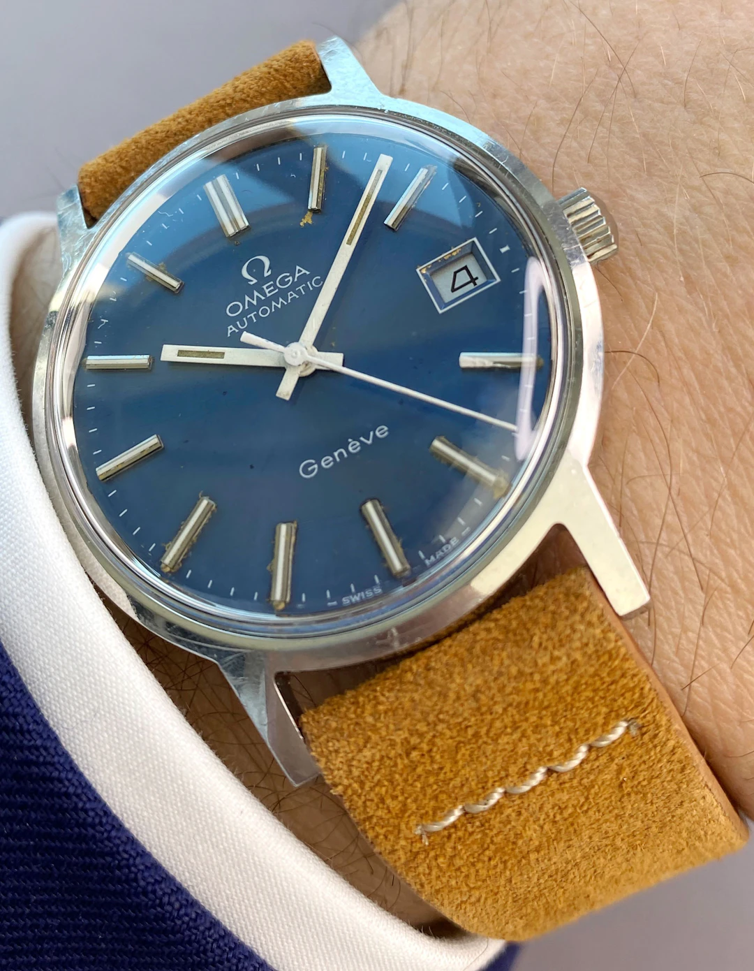 Serviced Omega Geneve Vintage Automatic Automatik Blue Dial 1660163