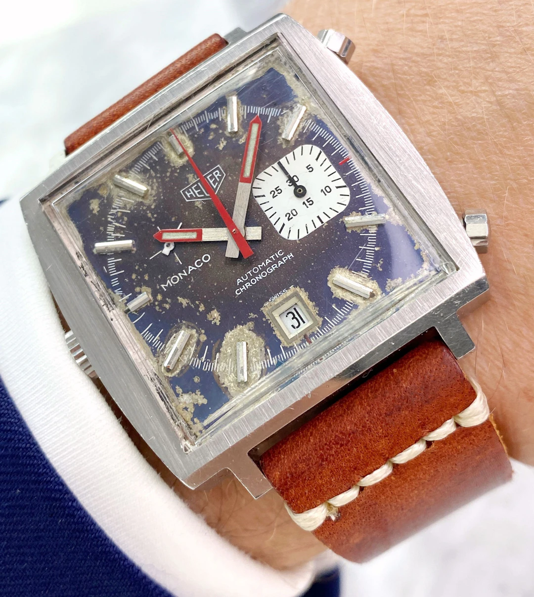 Vintage Heuer Monaco Blue Dial Automatic 1533