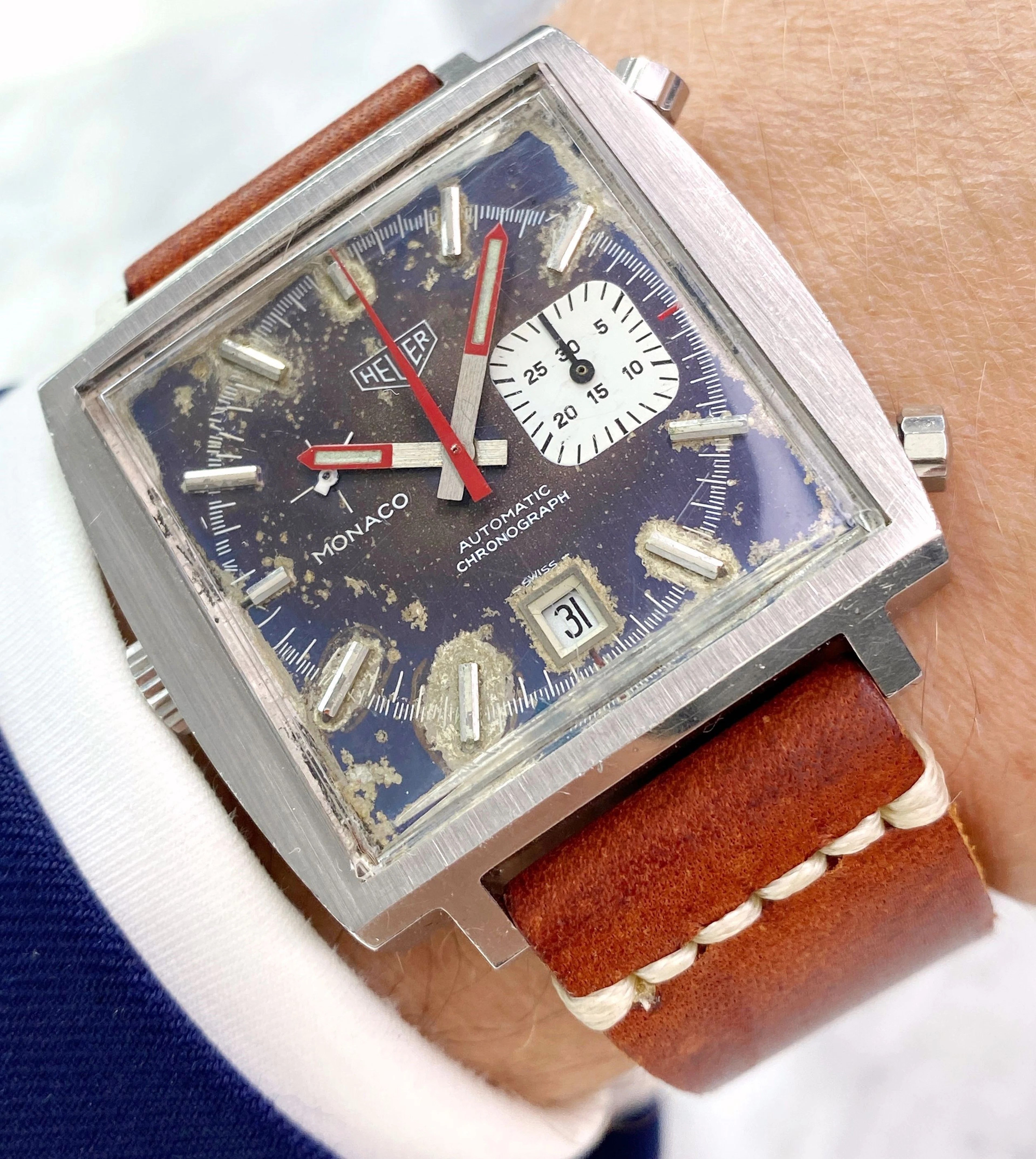 Vintage Heuer Monaco Blue Dial Automatic 1533