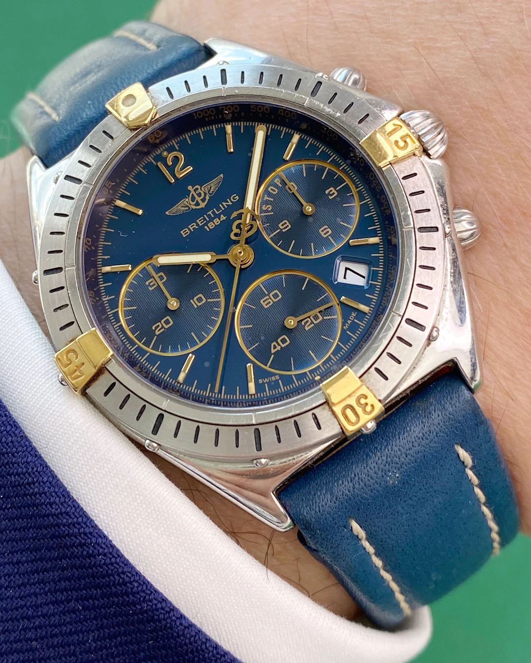Breitling Sextant Blaues Ziffernblatt Blue Dial Vintage D55045