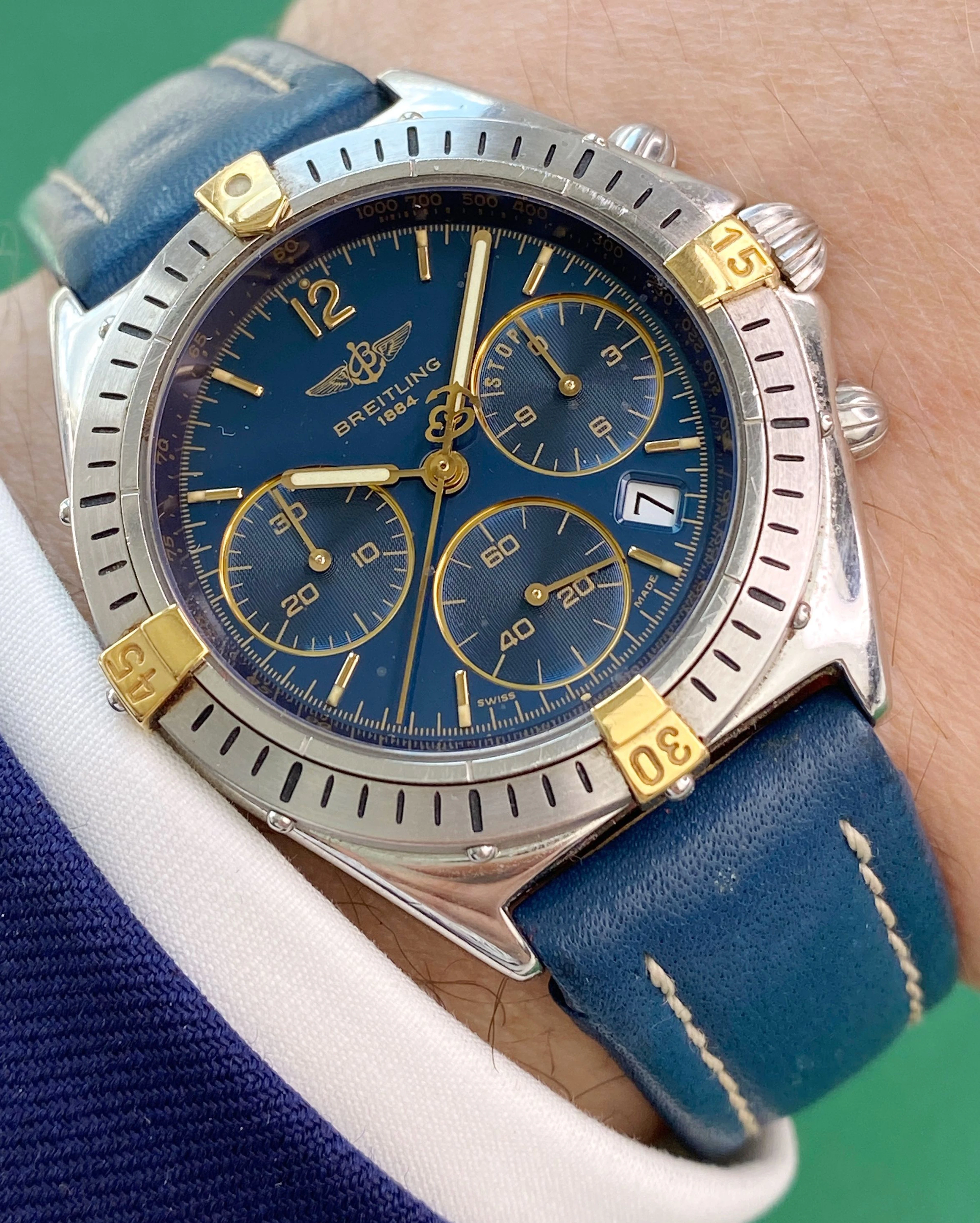 Breitling Sextant Blaues Ziffernblatt Blue Dial Vintage D55045