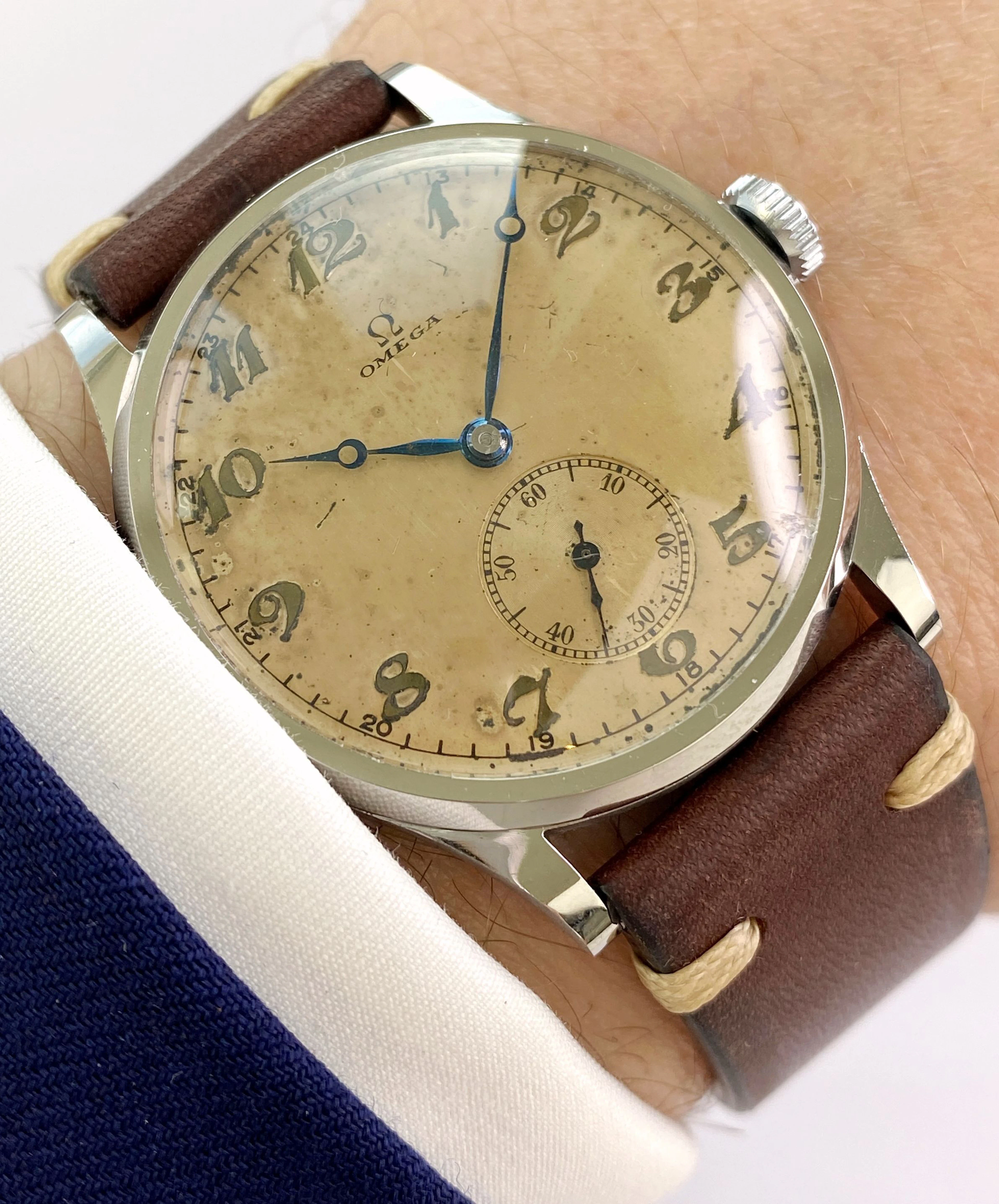 Rare Omega Oversize Jumbo Vintage Breguet-Numbered Dial Art Deco 37mm