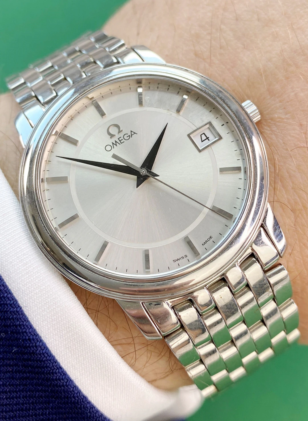 Omega 34mm Vintage Quarz Omega Steel Strap