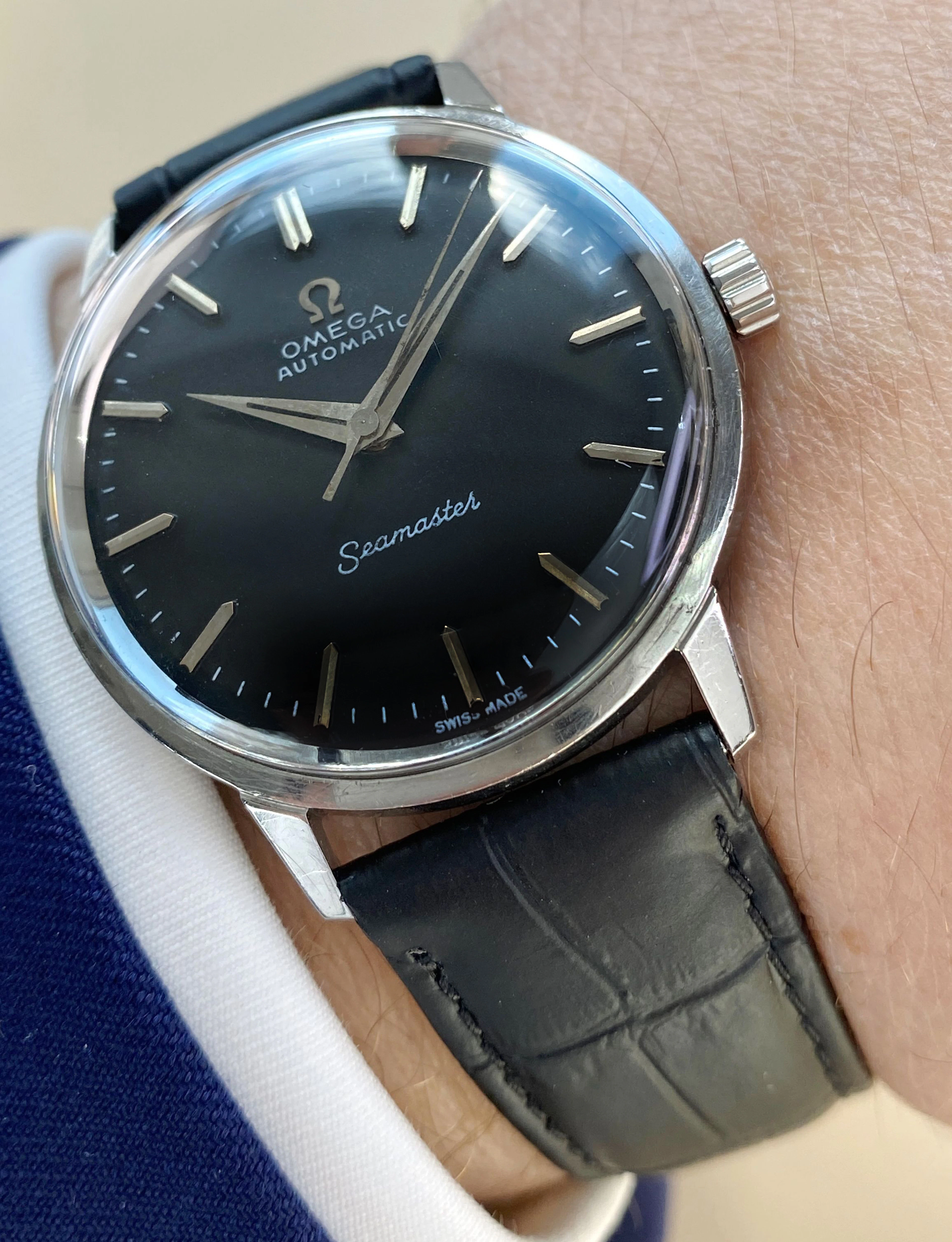 Serviced Omega Seamaster Vintage Automatic Automatik Black Restored Dial 165001