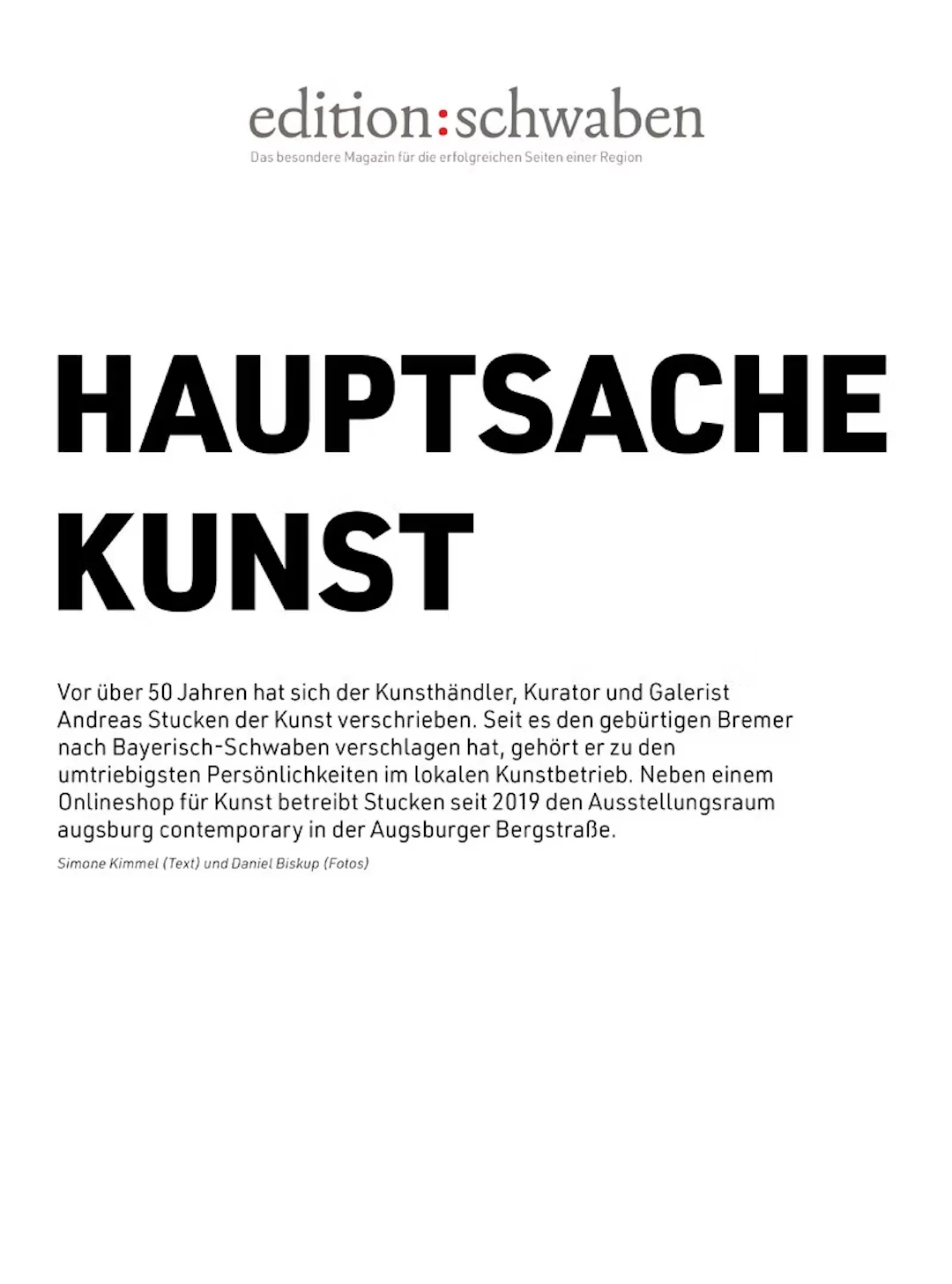 "Hauptsache Kunst" - Sonderdruck Edition Schwaben - Zweigstelle Berlin