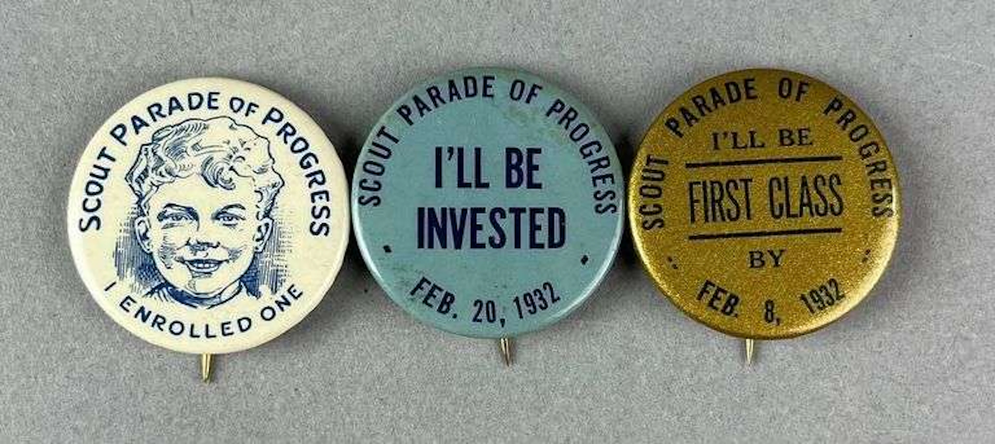 Group of 3 Boy Scouts of America Scout Parade of Progress Badges