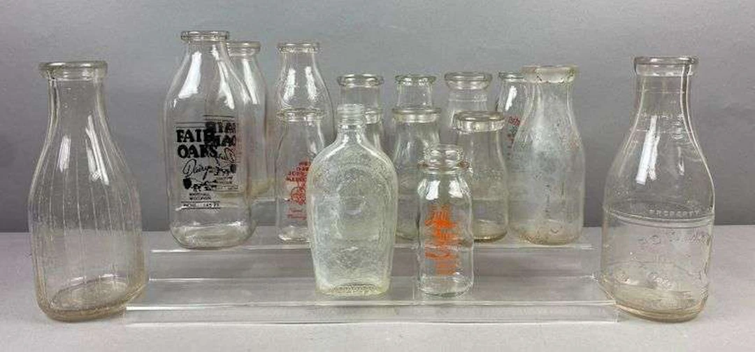 Group of Assorted Vintage Glass Milk Bottles