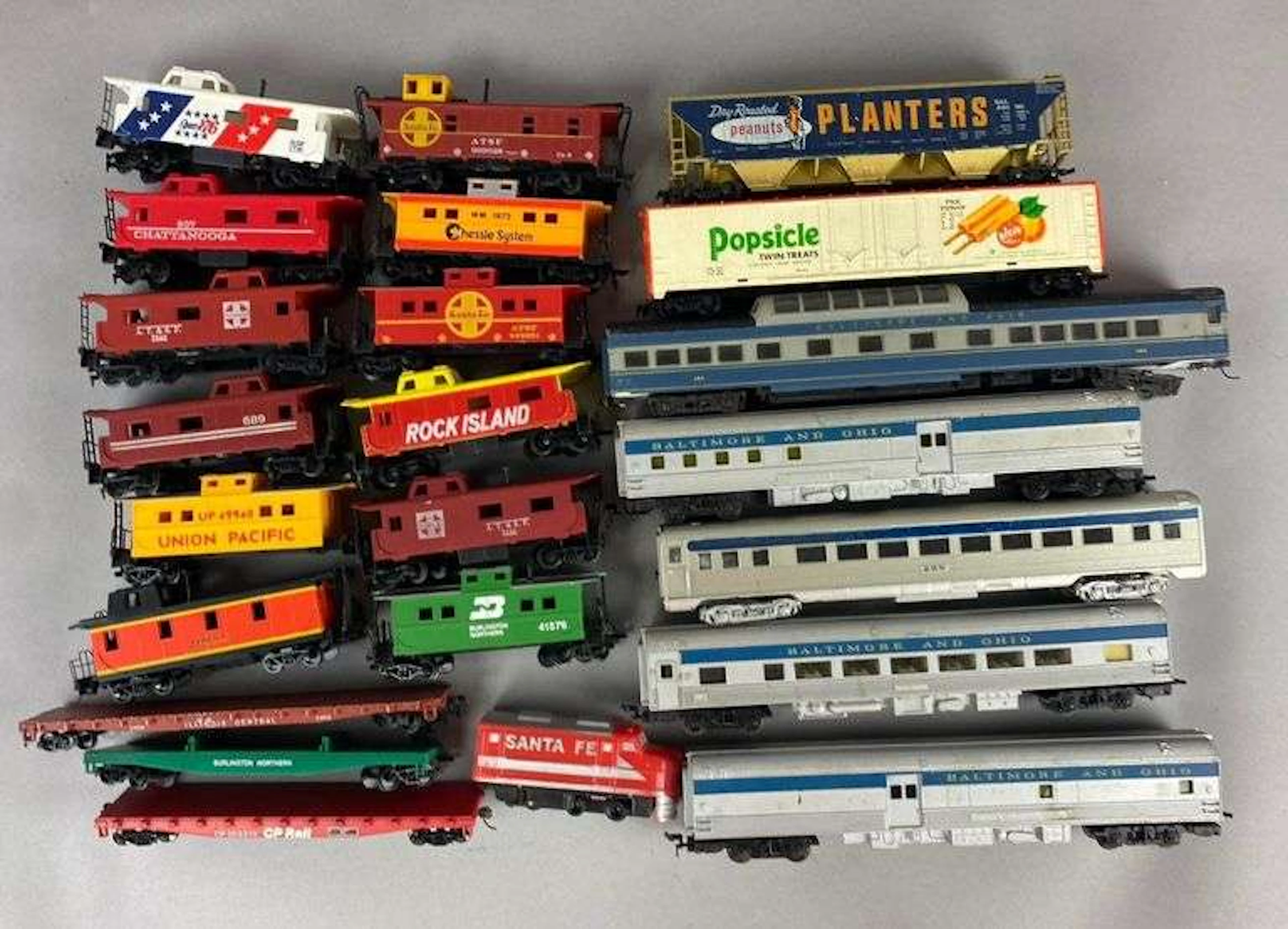 Group of Assorted HO Scale Train Cars and More