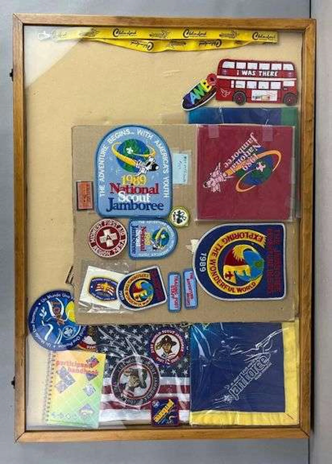 Large Assorted Group of Boy Scouts of America Jamboree Items in a Display Case