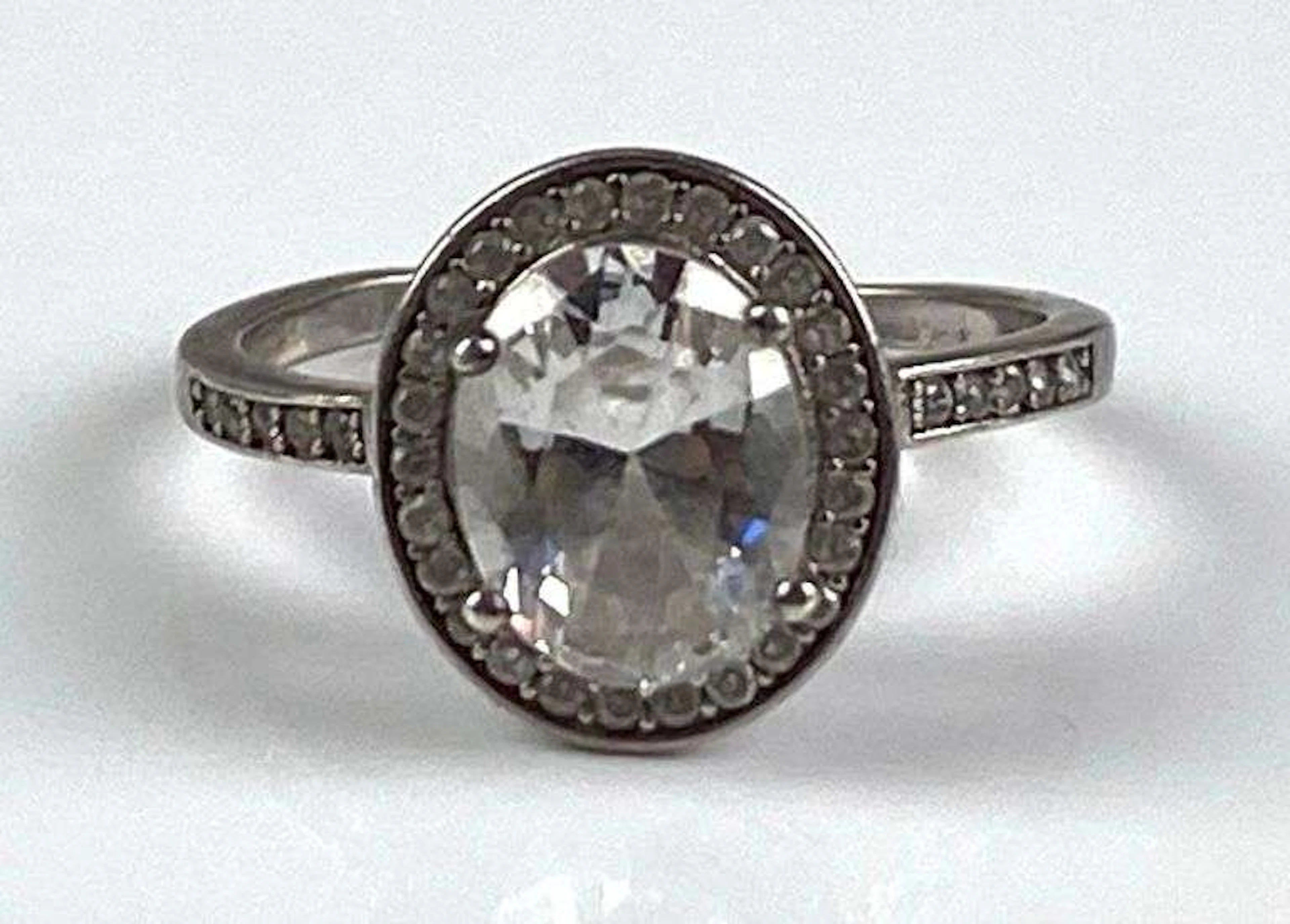 Signed Sterling Silver Rhinestone Ring