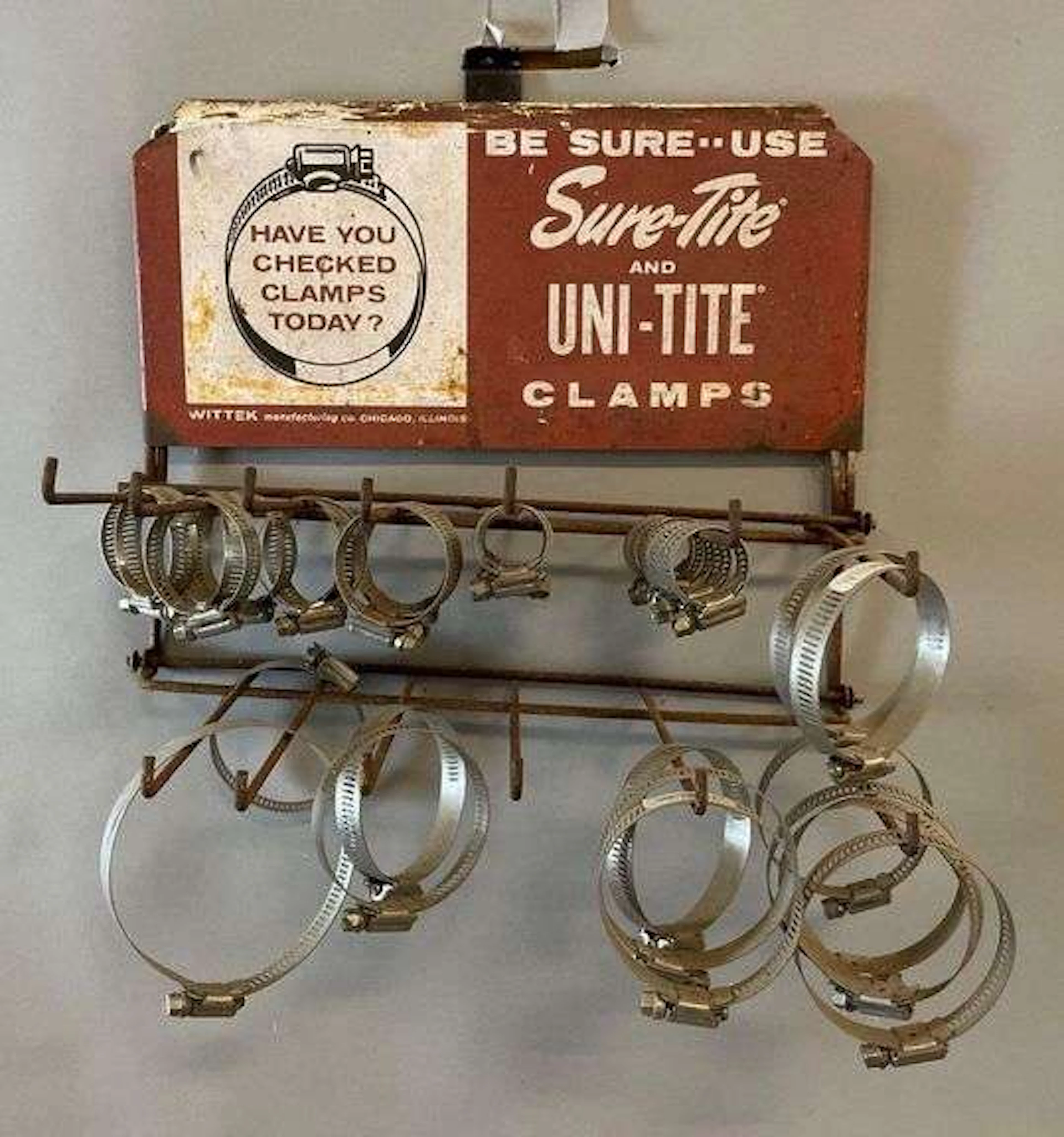 Vintage Wittek Hose Clamps Metal Advertising Display Rack