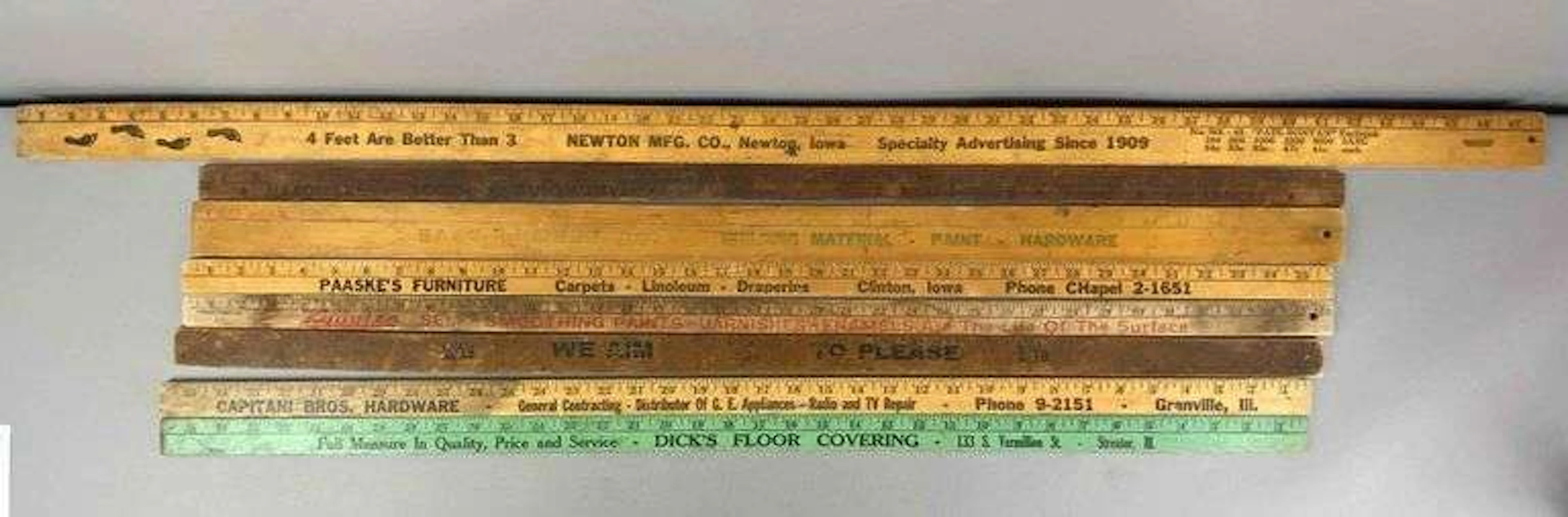 Group of Vintage Advertising Yard Sticks and Ruler