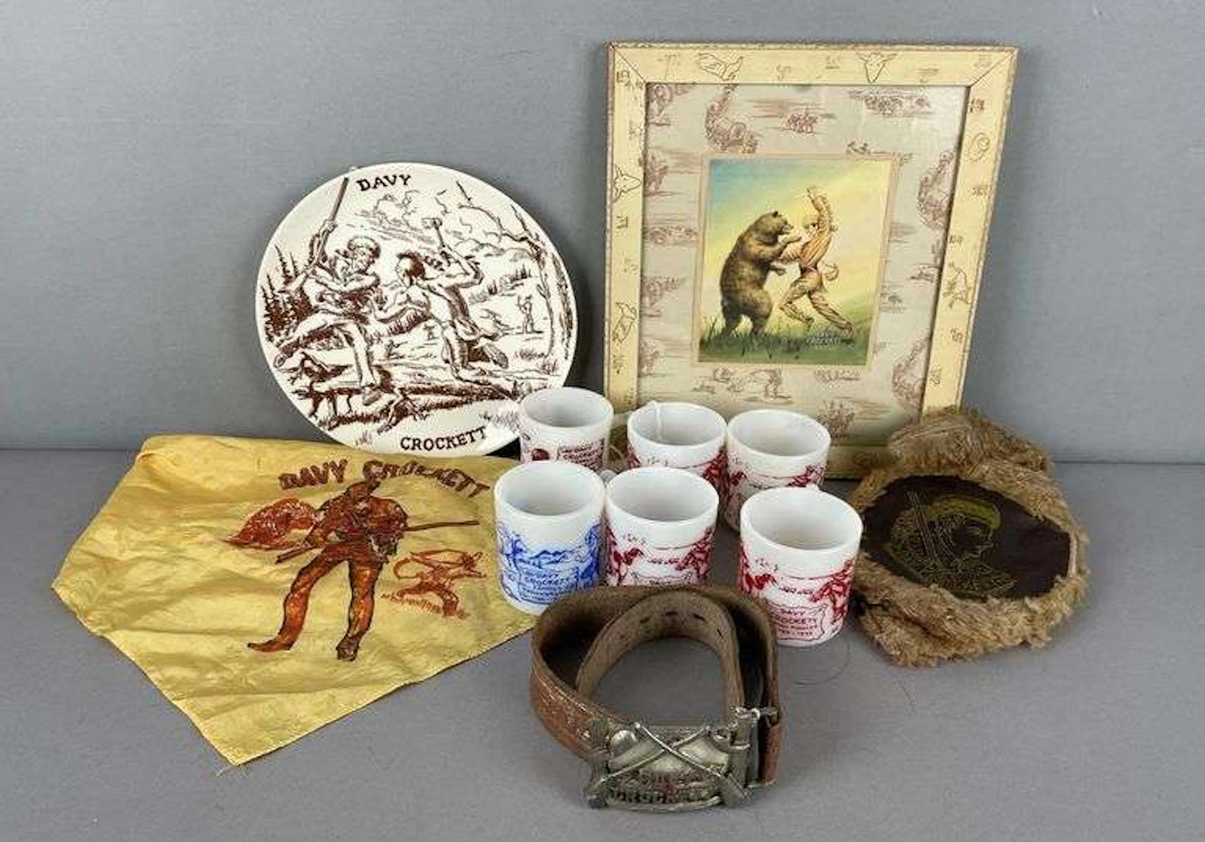 Group of Vintage Davy Crockett Items